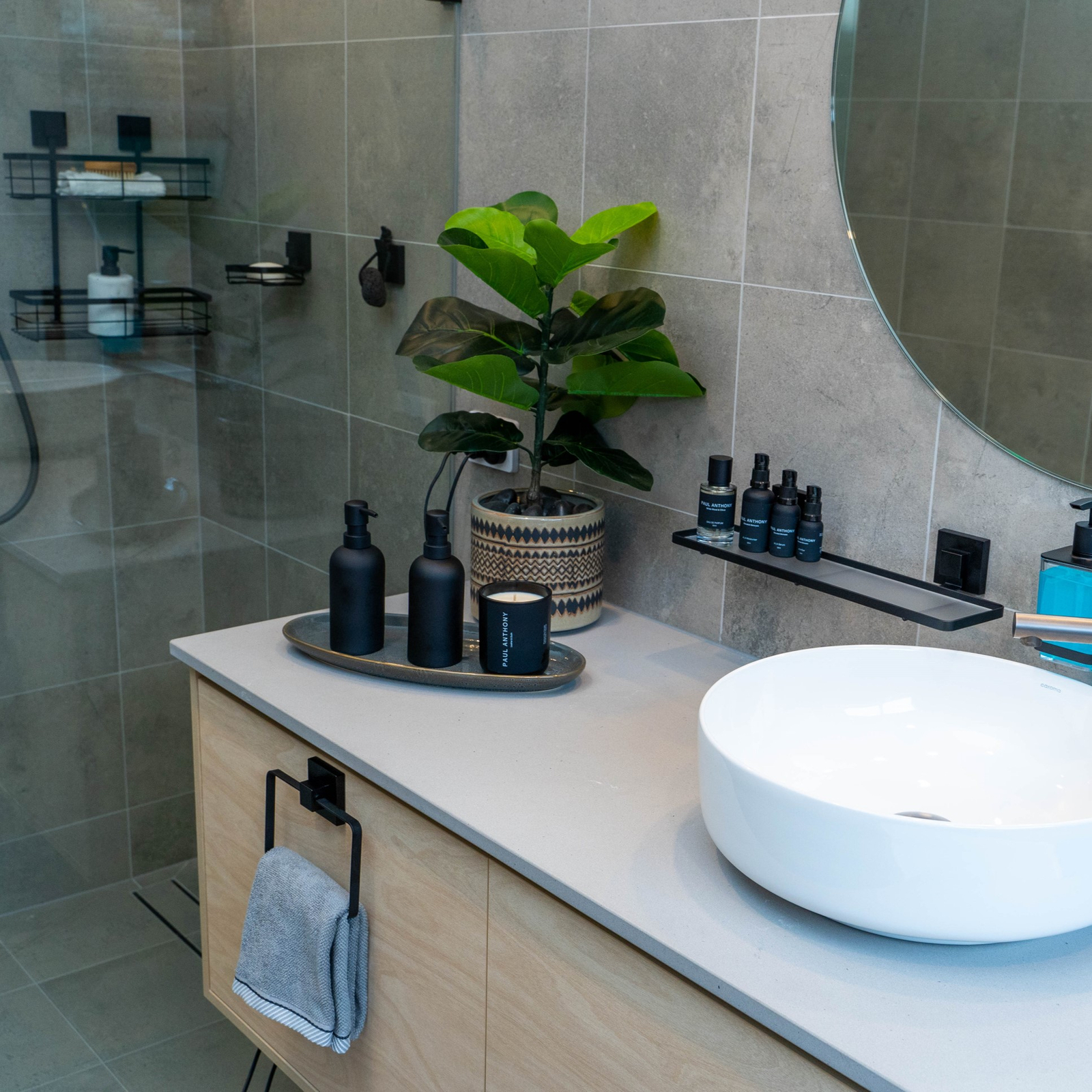 Fusion-Loc 26kg Black Matte Suction Double Shower Caddy