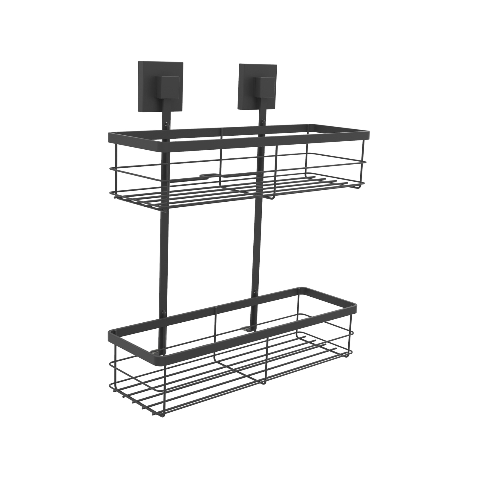 Fusion-Loc 26kg Black Matte Suction Double Shower Caddy