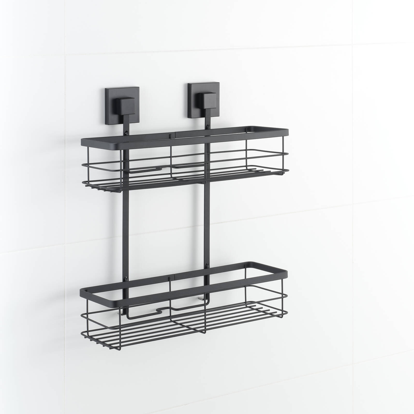 Fusion-Loc 26kg Black Matte Suction Double Shower Caddy 4 Fusion-Loc 26kg Black Matte Suction Double Shower Caddy