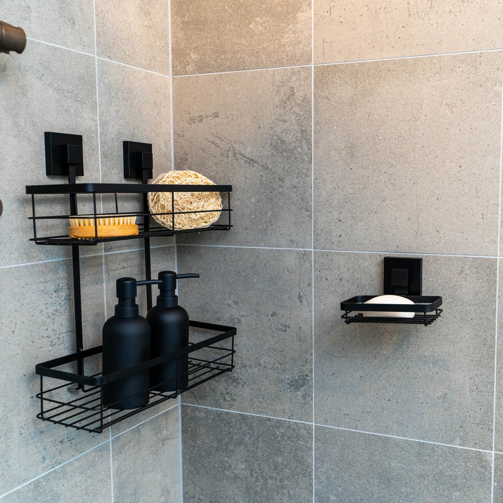 Fusion-Loc 26kg Black Matte Suction Double Shower Caddy 7 Fusion-Loc 26kg Black Matte Suction Double Shower Caddy