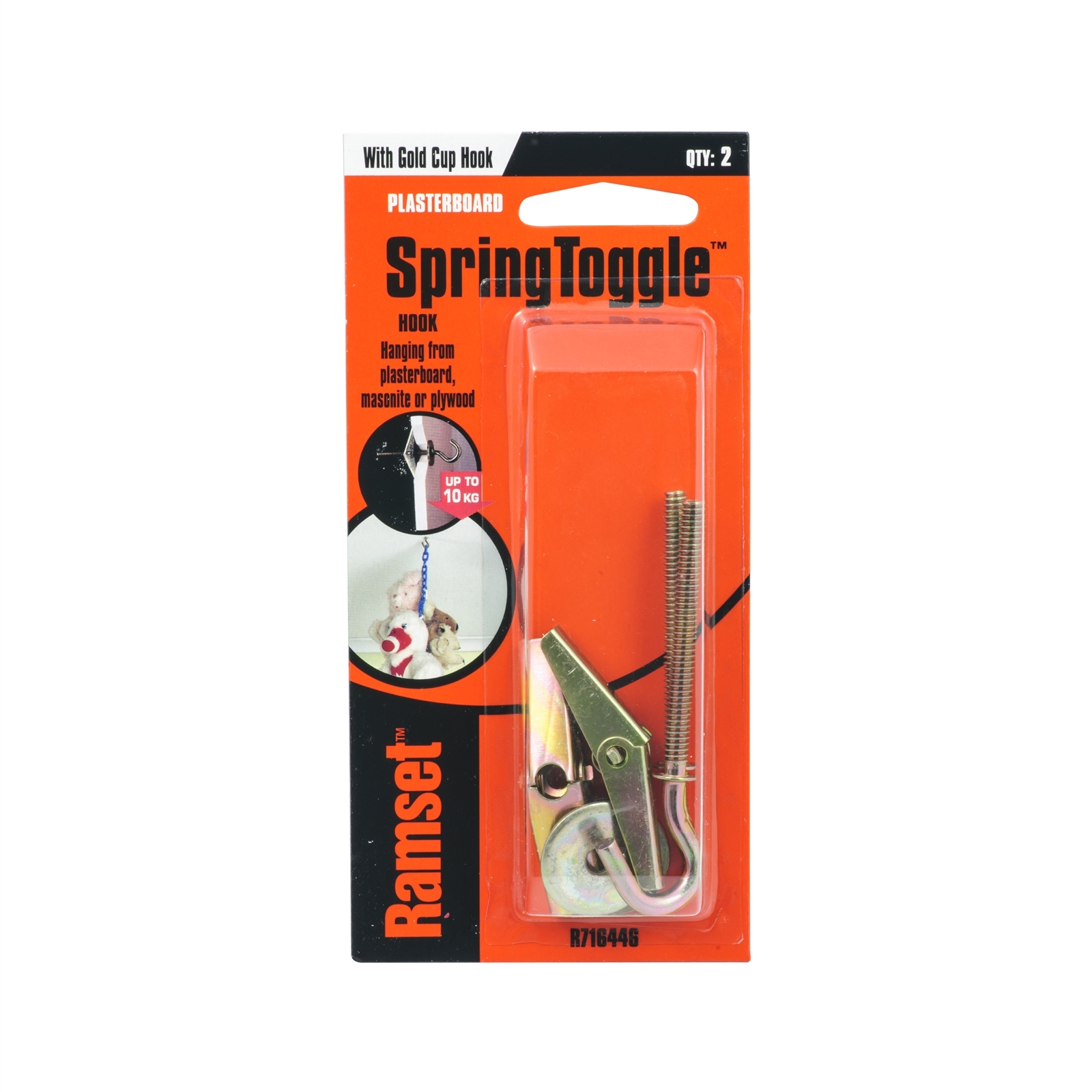 Ramset Gold Spring Toggle With Cup Hook - 2 Pack