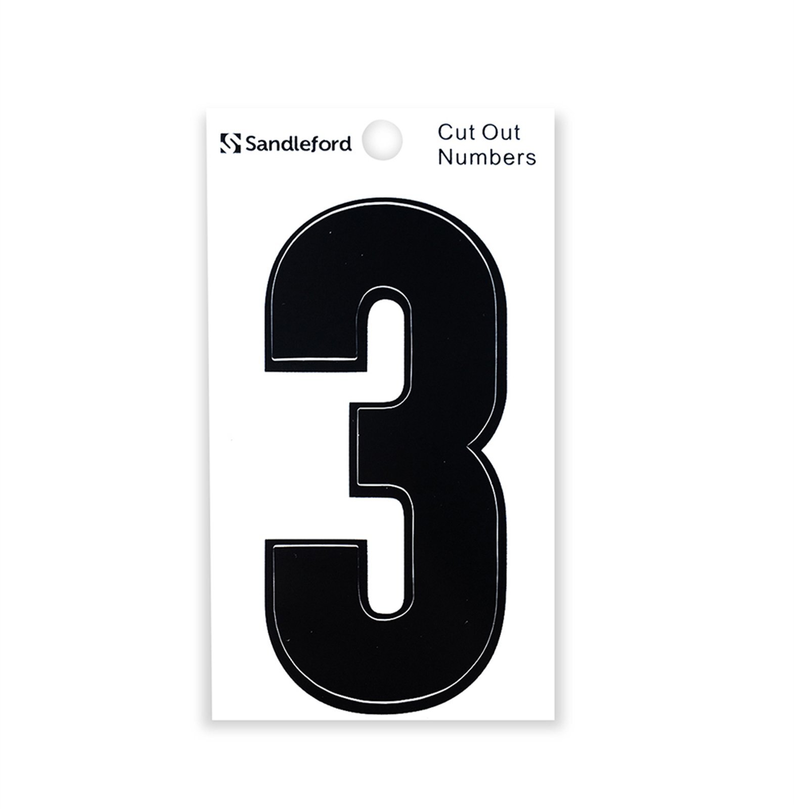 Sandleford 85mm Black Cut Out Self Adhesive House Number 3