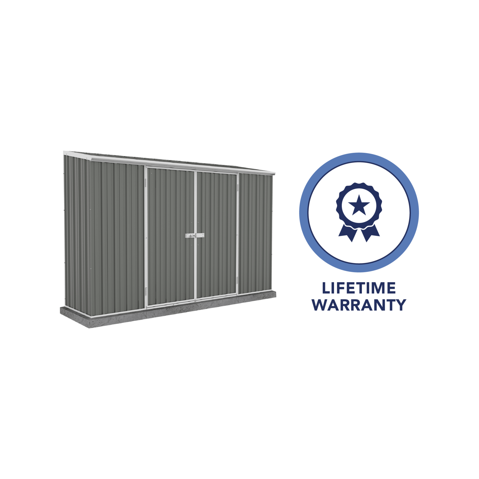 Absco Sheds 3.0 x 0.78 x 1.95m Woodland Grey Double Door Space Saver Garden Shed