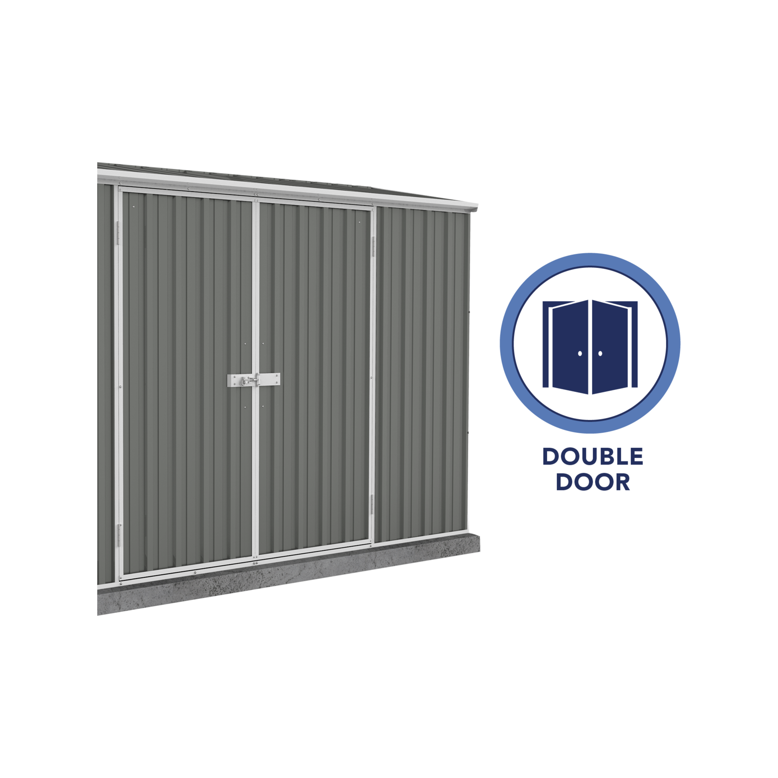 Absco Sheds 3.0 x 0.78 x 1.95m Woodland Grey Double Door Space Saver Garden Shed