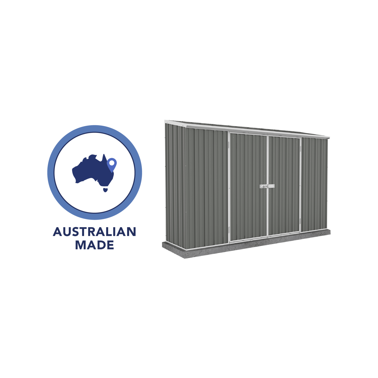 Absco Sheds 3.0 x 0.78 x 1.95m Woodland Grey Double Door Space Saver Garden Shed