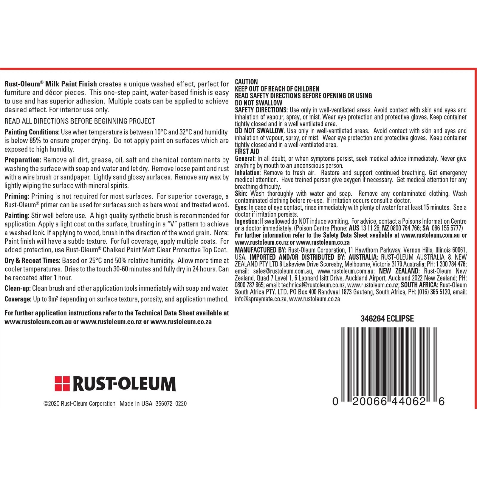 Rust-Oleum 946ml Eclipse Milk Paint Finish 3 Rust-Oleum 946ml Eclipse Milk Paint Finish