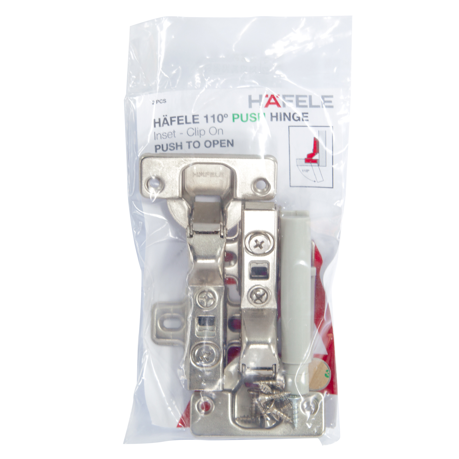 Hafele 110° Push Hinge Inset Clip On - 1 Pair 3 Hafele 110° Push Hinge Inset Clip On - 1 Pair