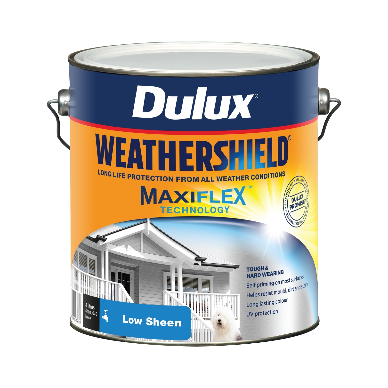 Dulux 4L Exterior Paint Weathershield Low Sheen Black - 4L