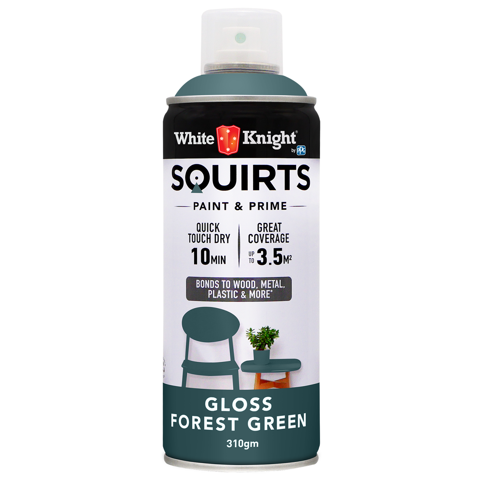 White Knight 310g Forest Green Gloss Squirts Spray Paint