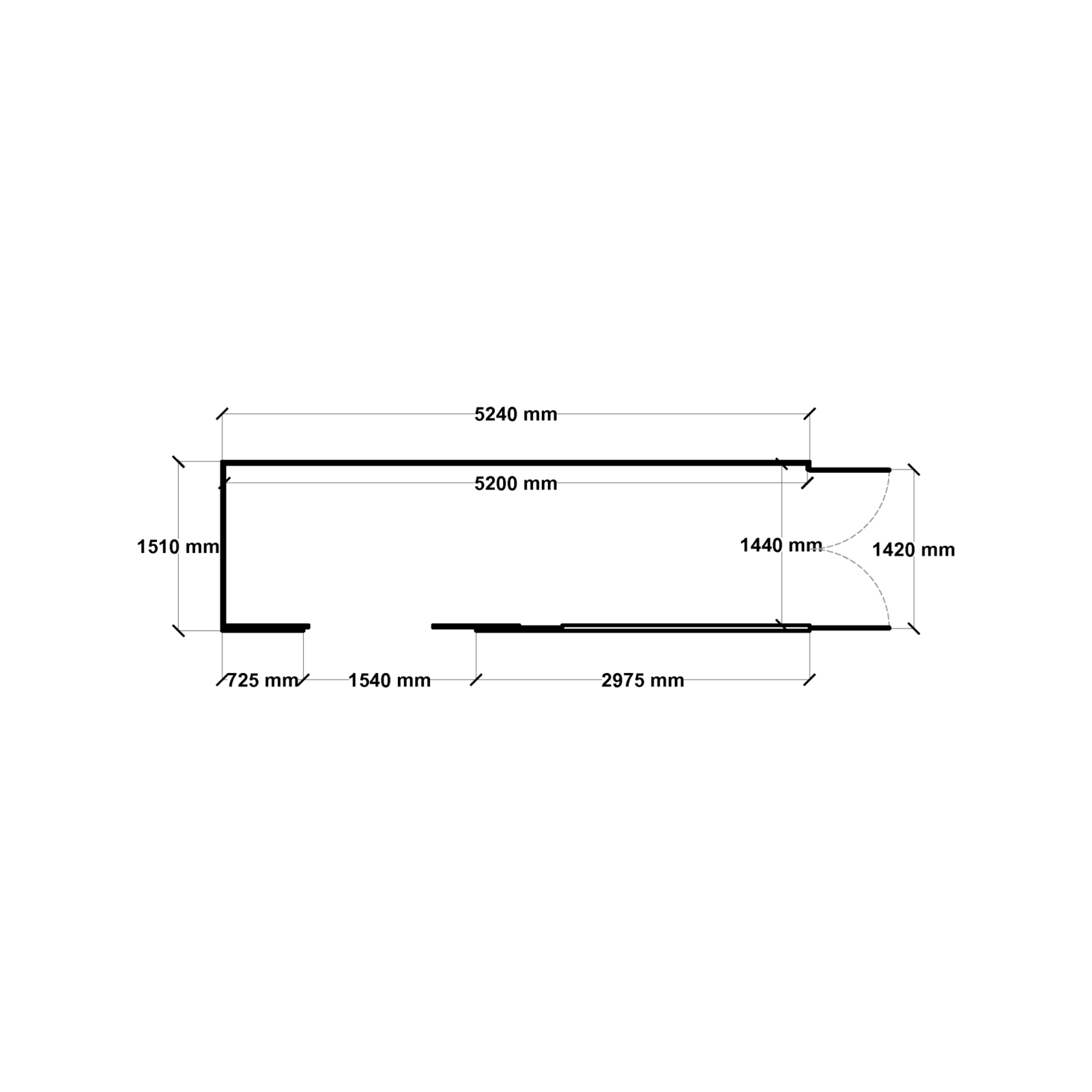 Build-a-Shed 1.5 x 5.2 x 2m Double Sliding Side Door Skillion Shed - Green