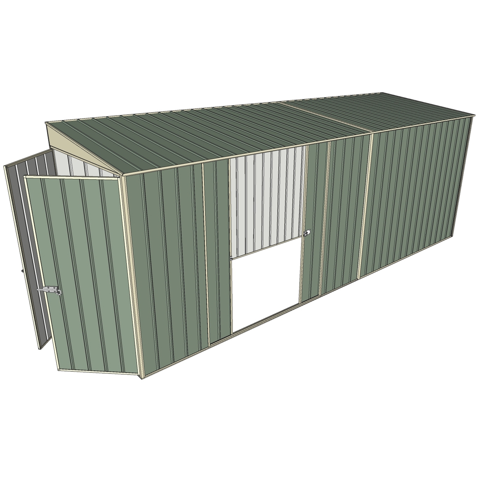 Build-a-Shed 1.5 x 5.2 x 2m Double Sliding Side Door Skillion Shed - Green