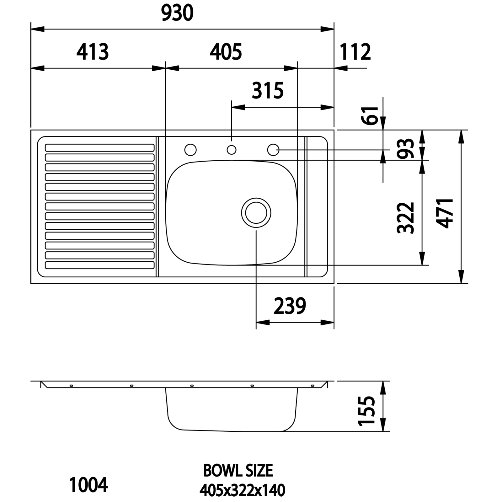 Clark Benchmark 1 Right Hand Bowl Stainless Steel Sink NTH