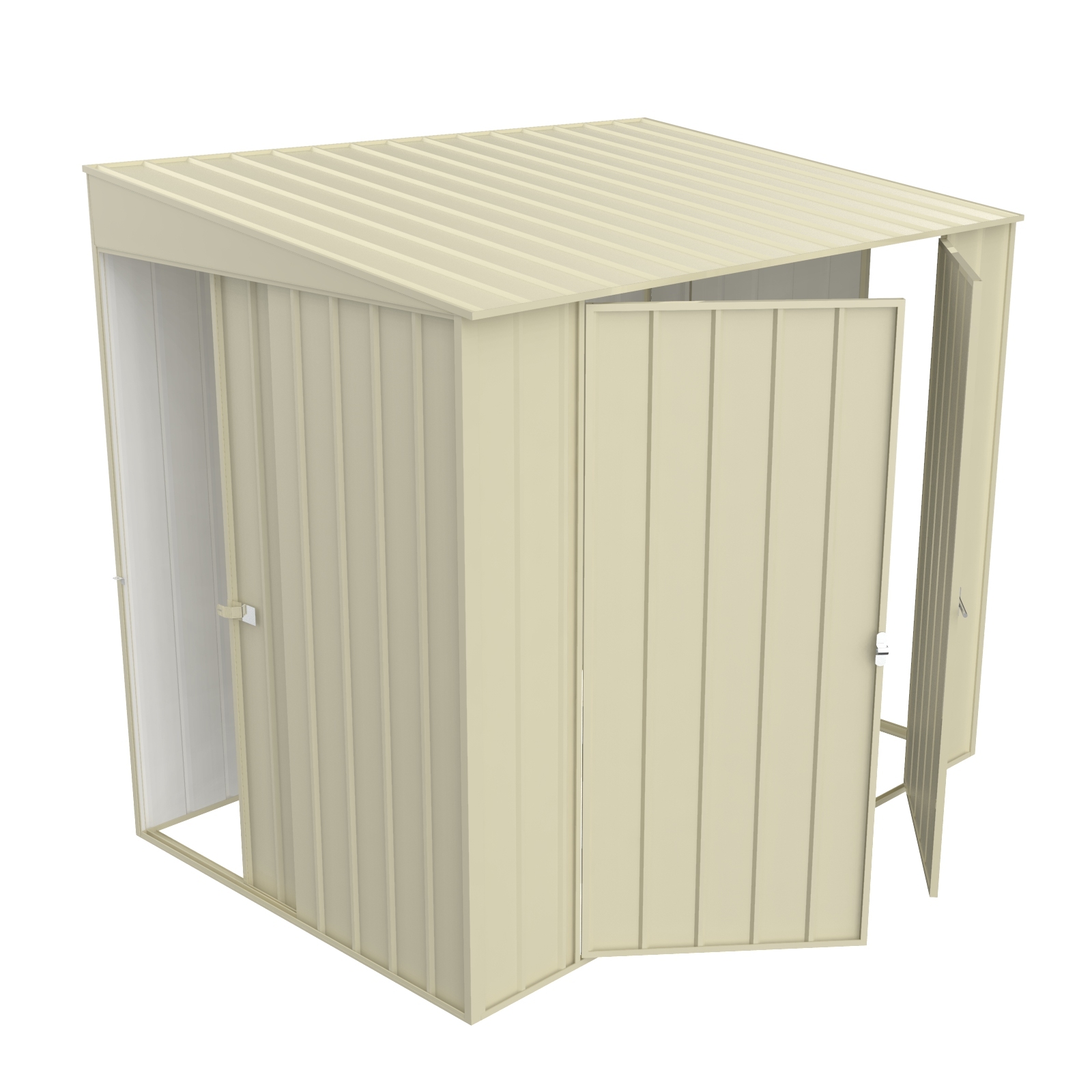 Build-a-Shed 1.5 x 2.3 x 2.0m Tunnel Shed Tunnel Sliding Door Plus Double Hinged Side Door - Cream