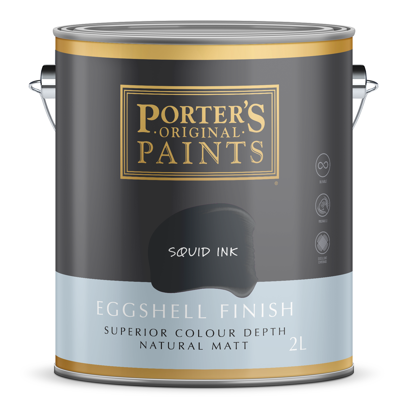 Porter's 2L Squid Ink Eggshell Finish Broadwall Washable Paint