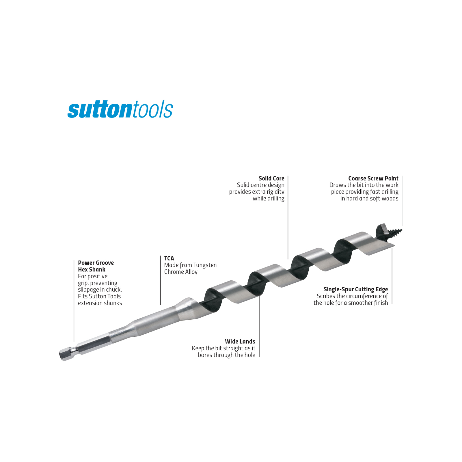 Sutton Tools 500 x 18mm Long Auger Bit 4 Sutton Tools 500 x 18mm Long Auger Bit