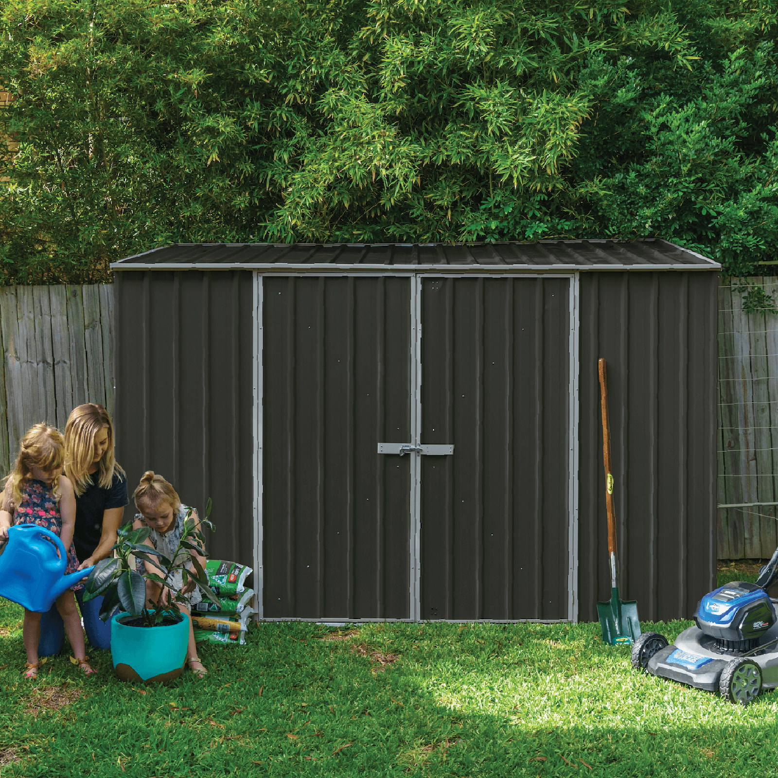 Absco Sheds 3.0 x 1.52 x 2.08m Monument Space Saver Double Door Garden Shed