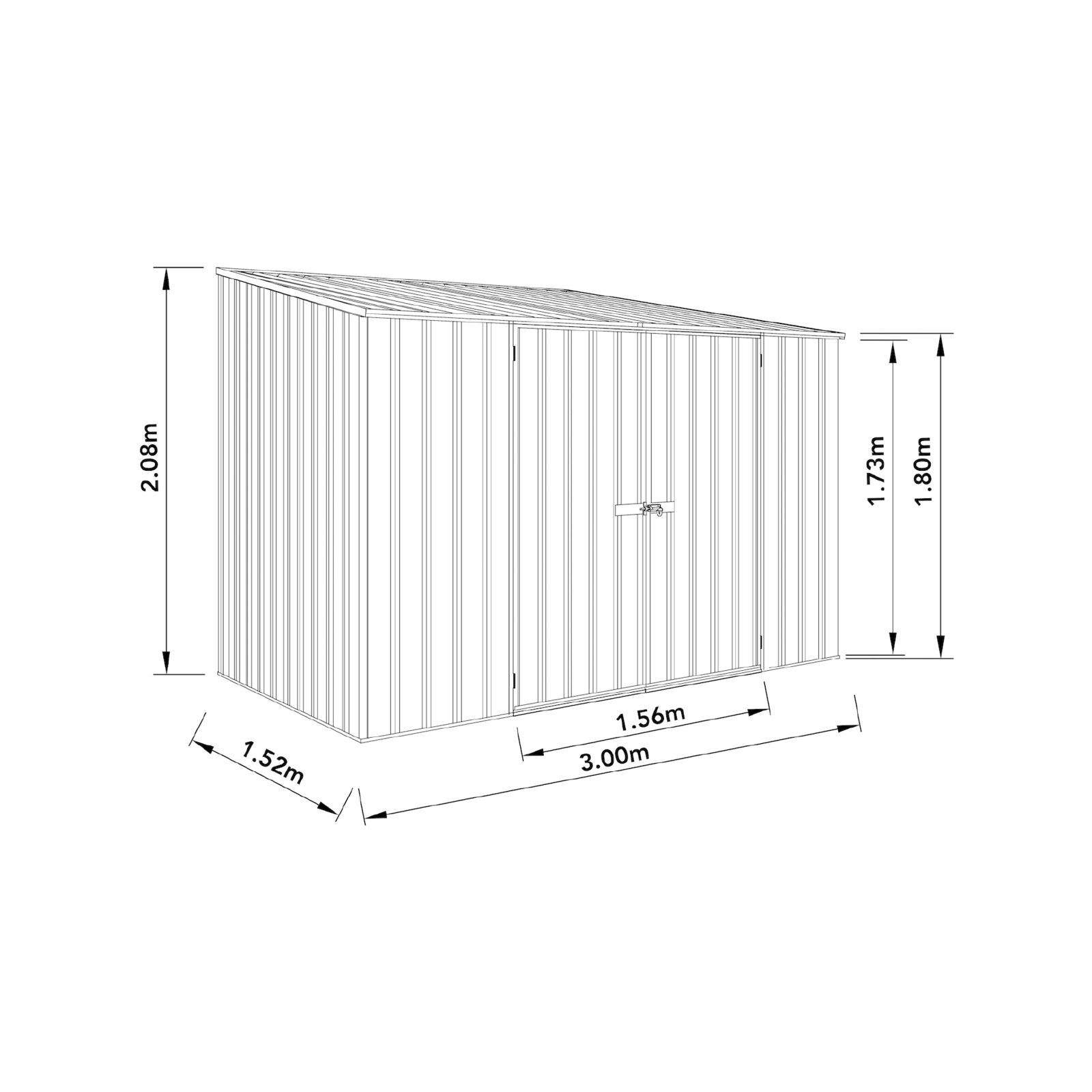 Absco Sheds 3.0 x 1.52 x 2.08m Monument Space Saver Double Door Garden Shed 3 Absco Sheds 3.0 x 1.52 x 2.08m Monument Space Saver Double Door Garden Shed