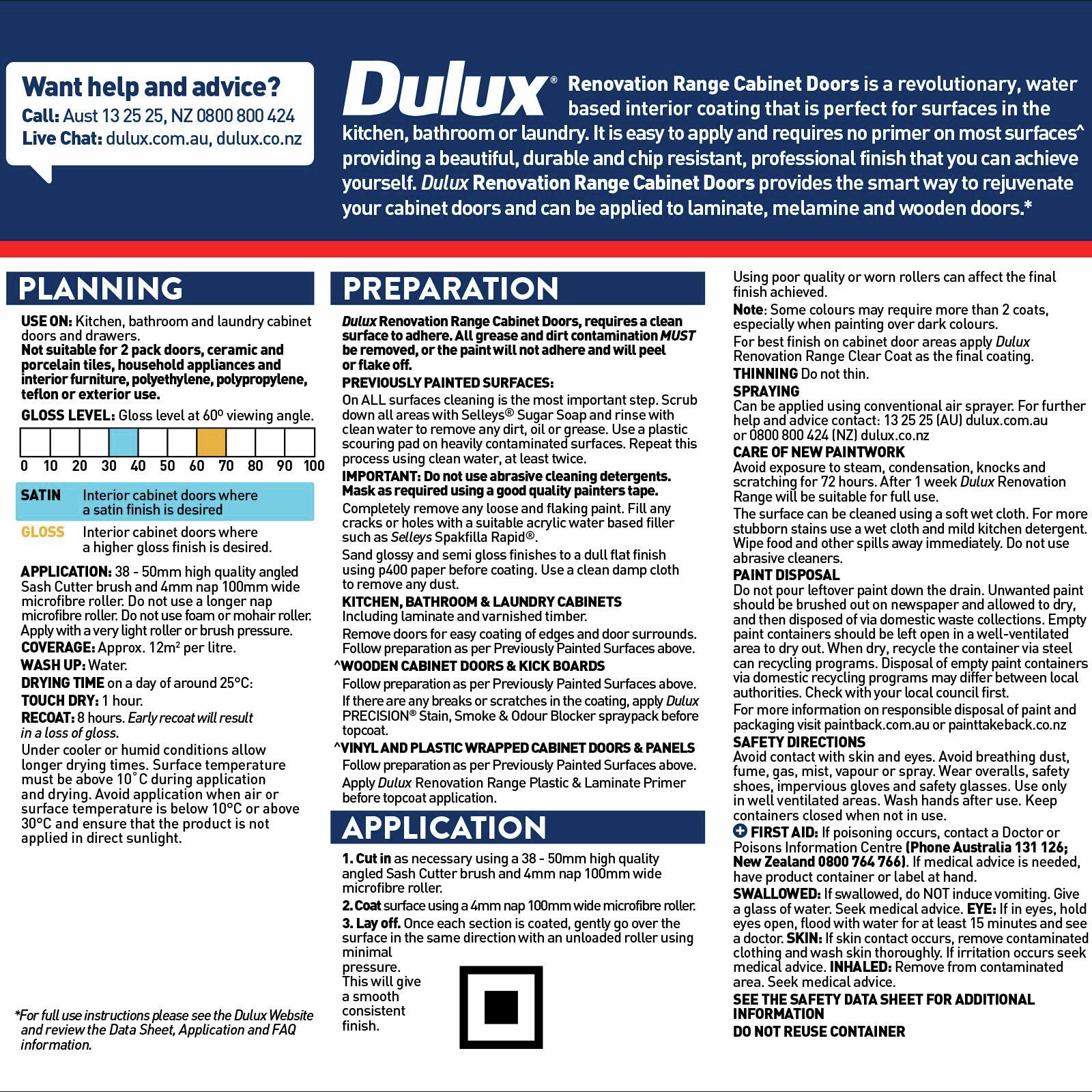 Dulux 2L Deep Satin Renovation Range Cabinet Doors 3 Dulux 2L Deep Satin Renovation Range Cabinet Doors