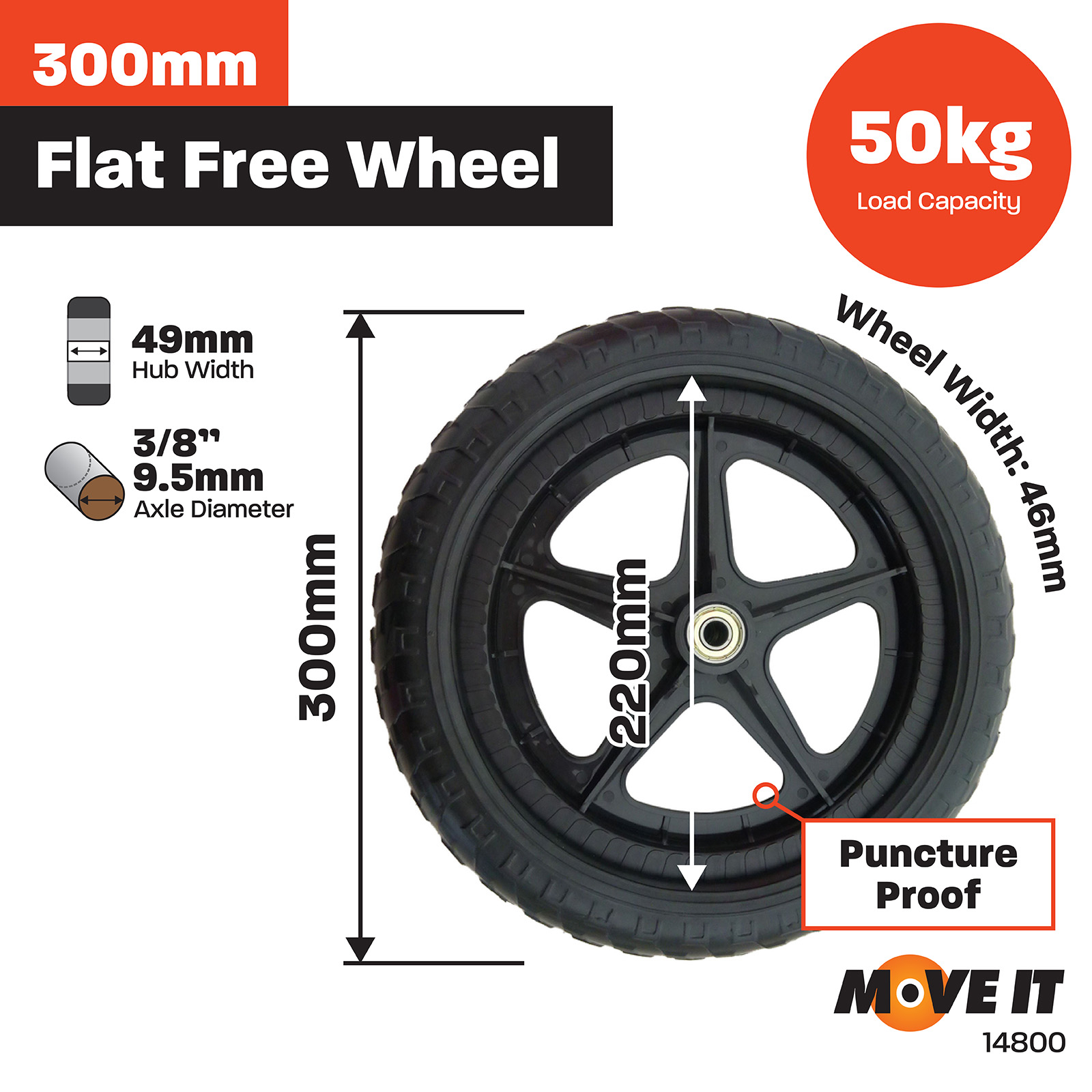 Move It 300mm Nylon Spoked Wheel