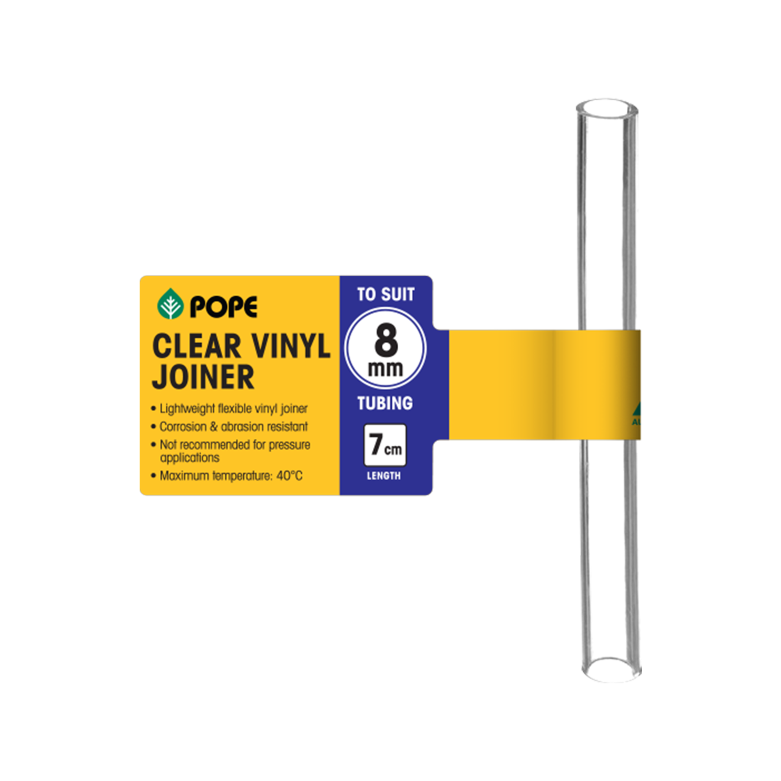 Pope 8mm x 7cm Clear Vinyl Tubing Joiner