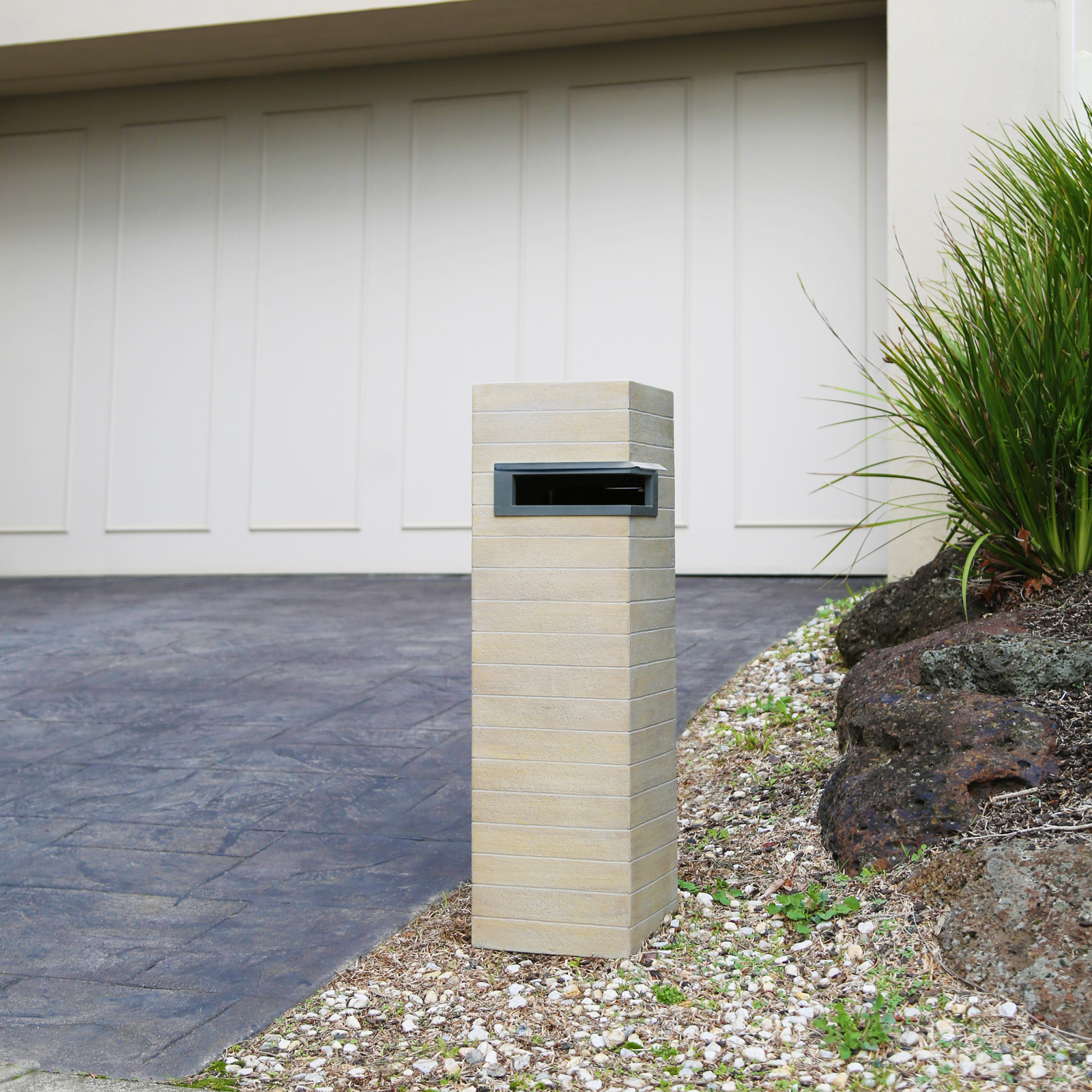 Northcote Pottery 26 x 26 x 89cm Travertine Campbell Pillar Letterbox