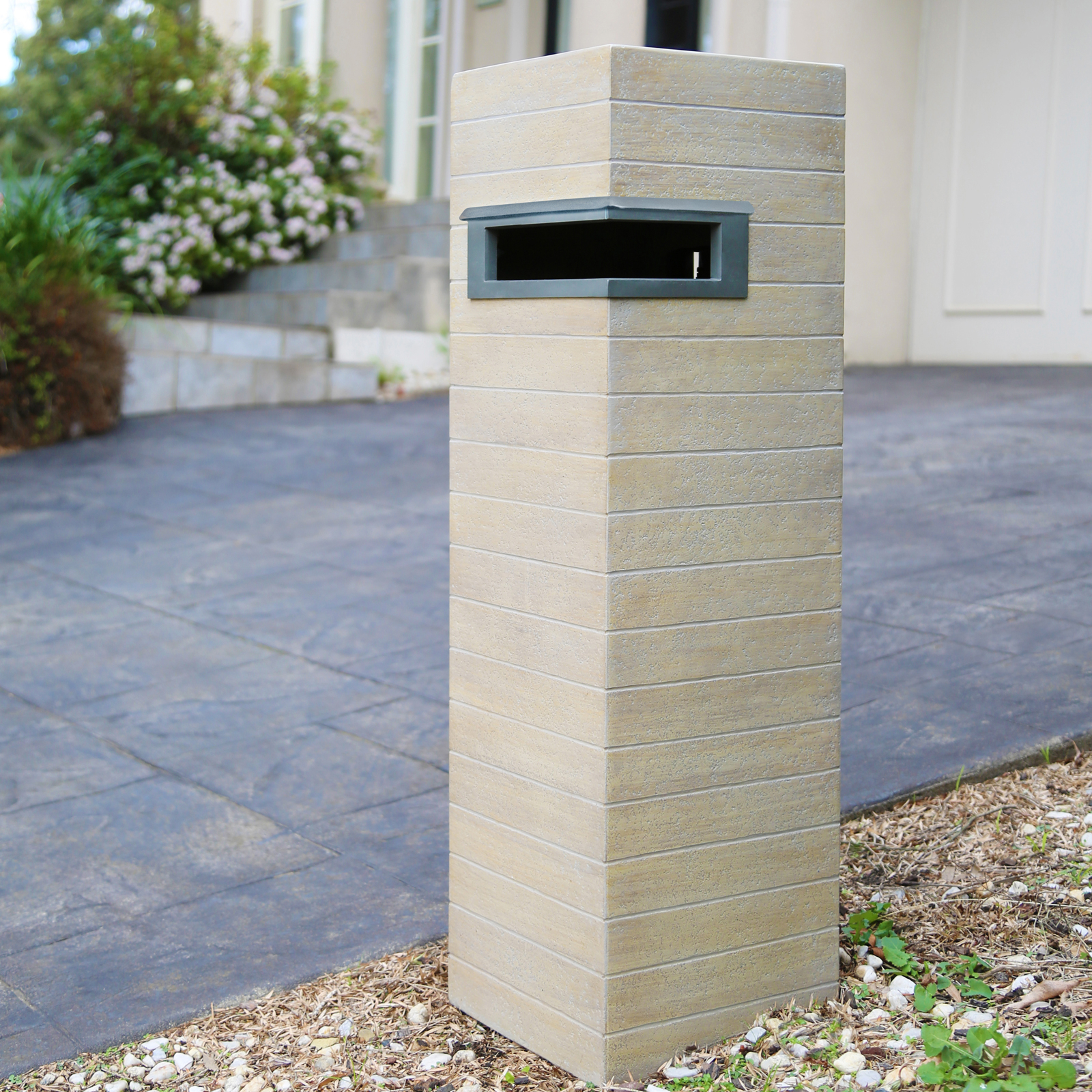 Northcote Pottery 26 x 26 x 89cm Travertine Campbell Pillar Letterbox