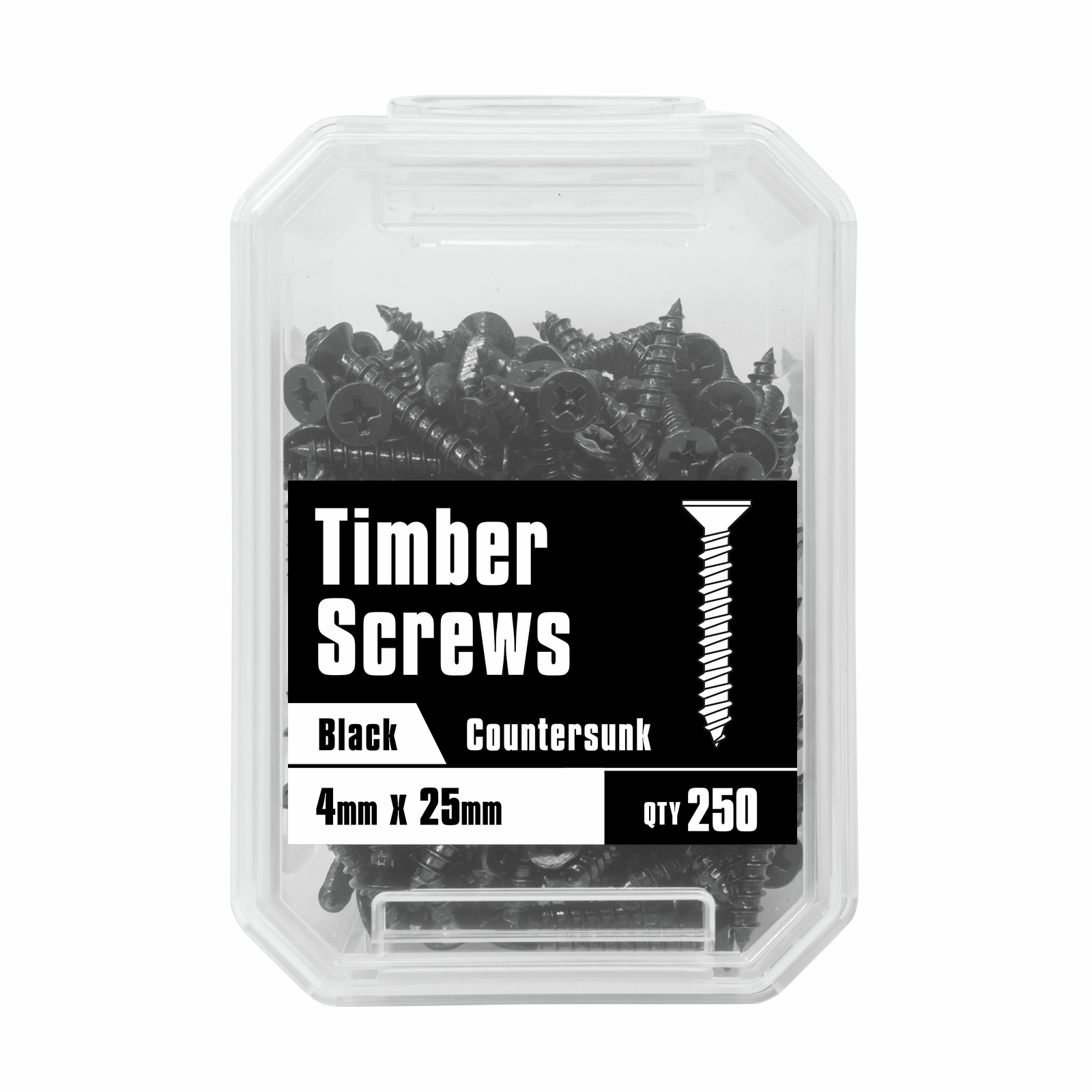 Pinnacle 4 x 25mm Black Countersunk Timber Screw - 250 Pack