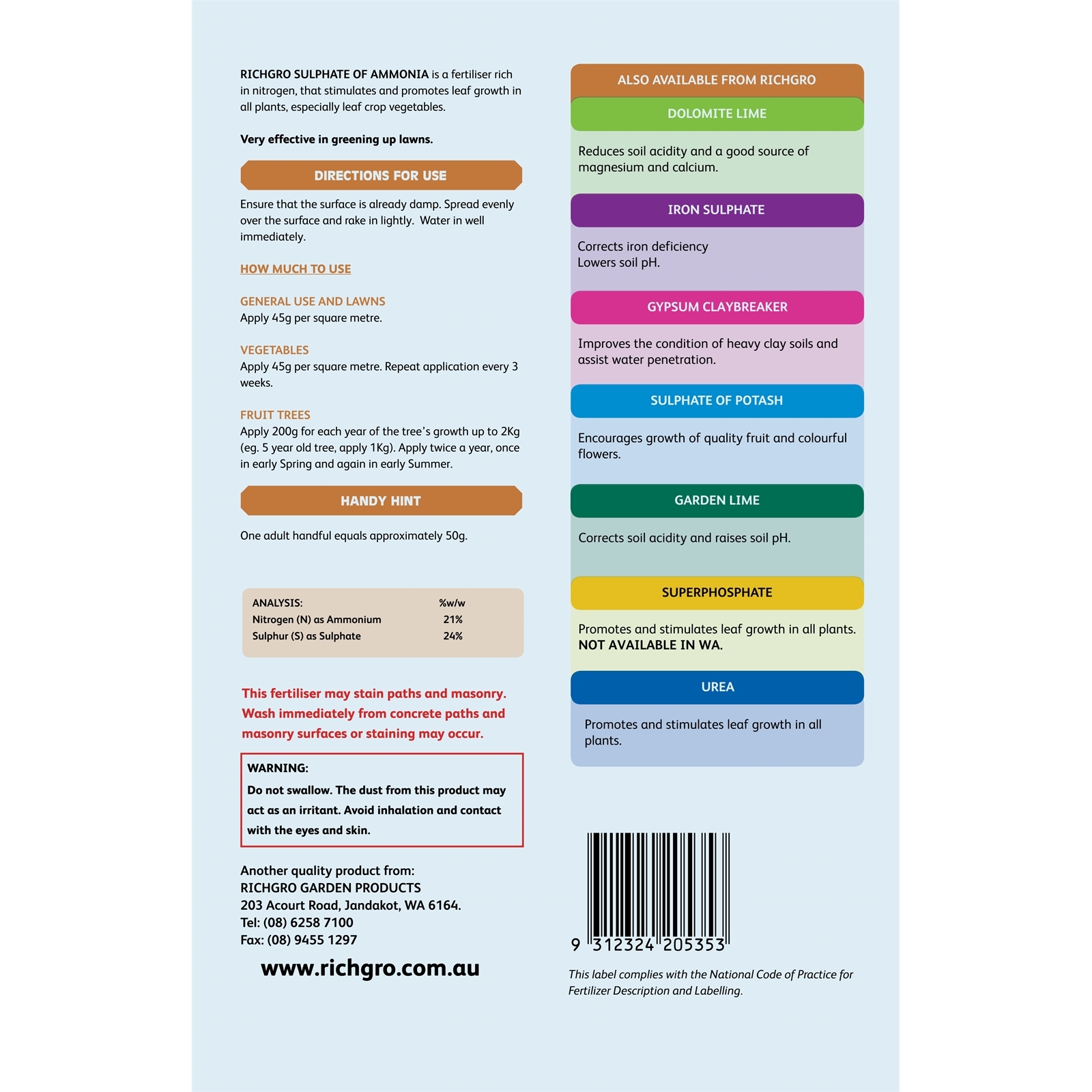 Richgro 5kg Sulphate Of Ammonia
