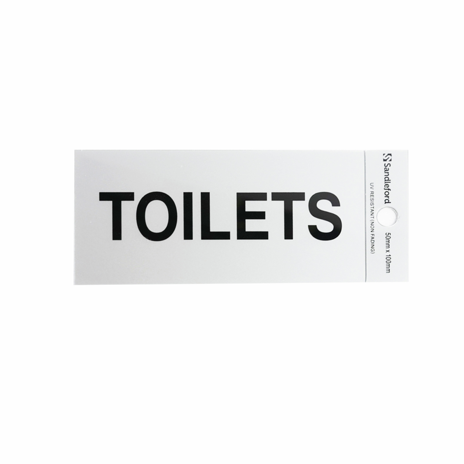 Sandleford 100 x 50mm Toilets Silver Self Adhesive Sign