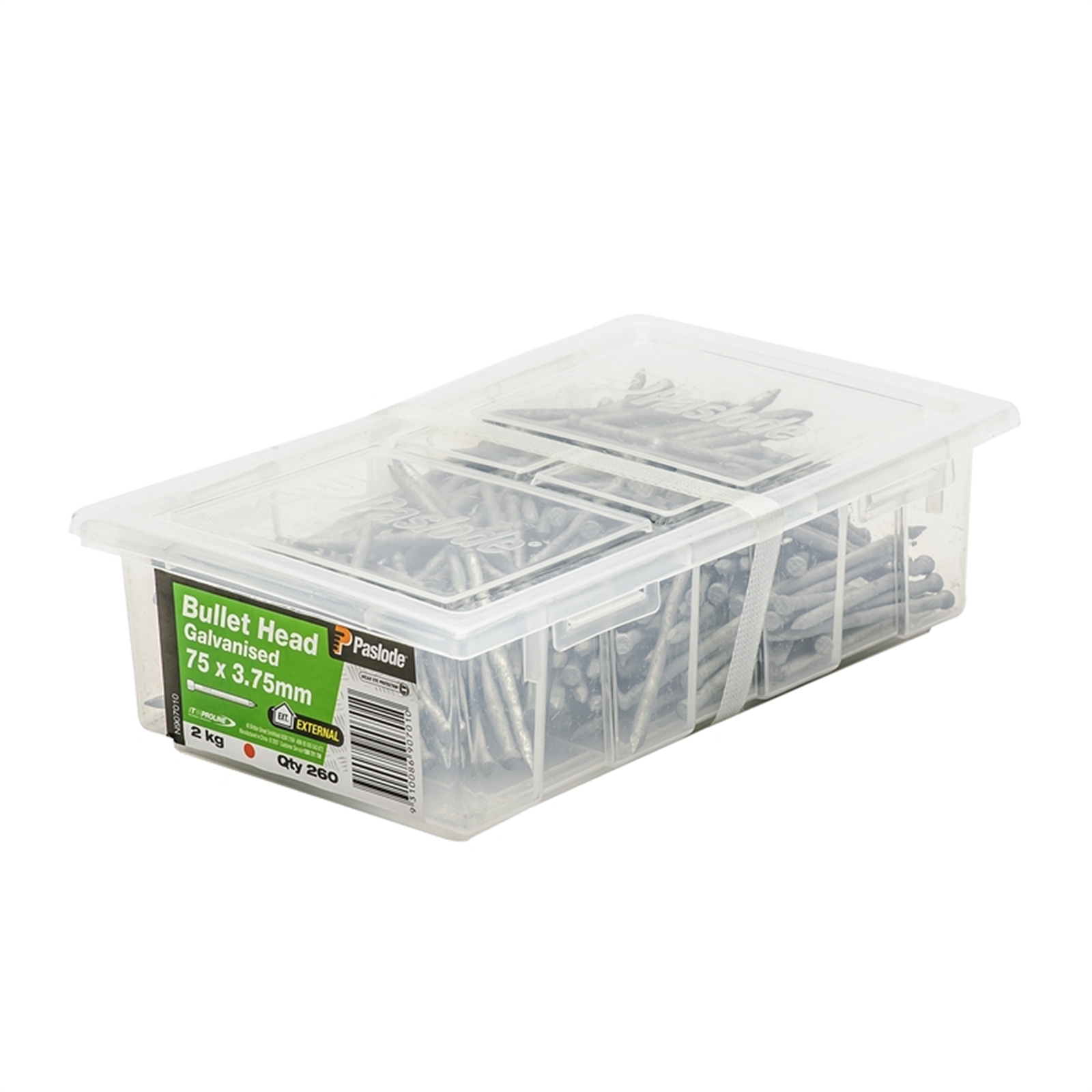 Paslode 75 x 3.75mm 2kg Galvanised Heavy Duty Bullet Head Nails - 260 Pack