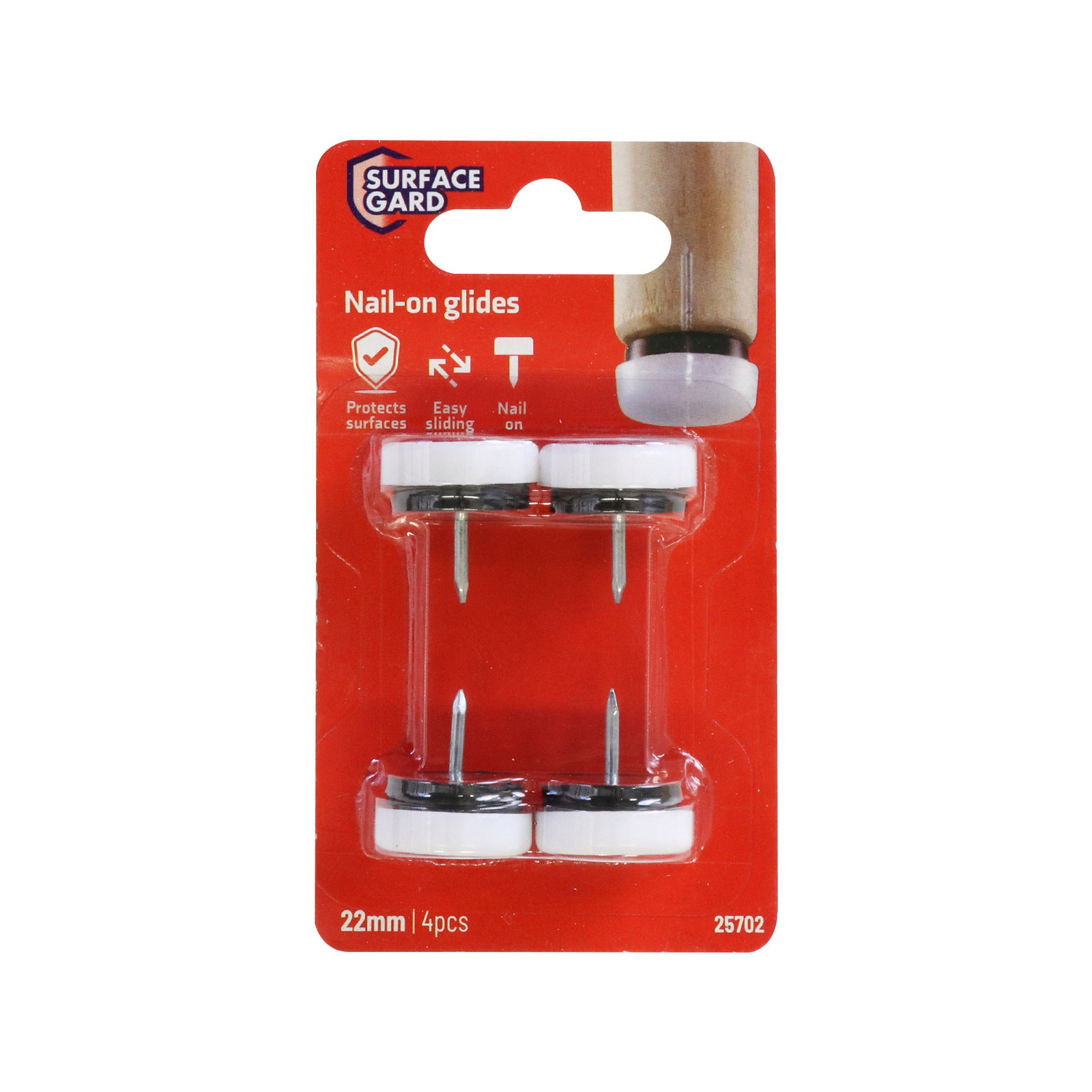 Surface Gard 22mm White Plastic Cushioned Glide - 4 Pack 5 Surface Gard 22mm White Plastic Cushioned Glide - 4 Pack