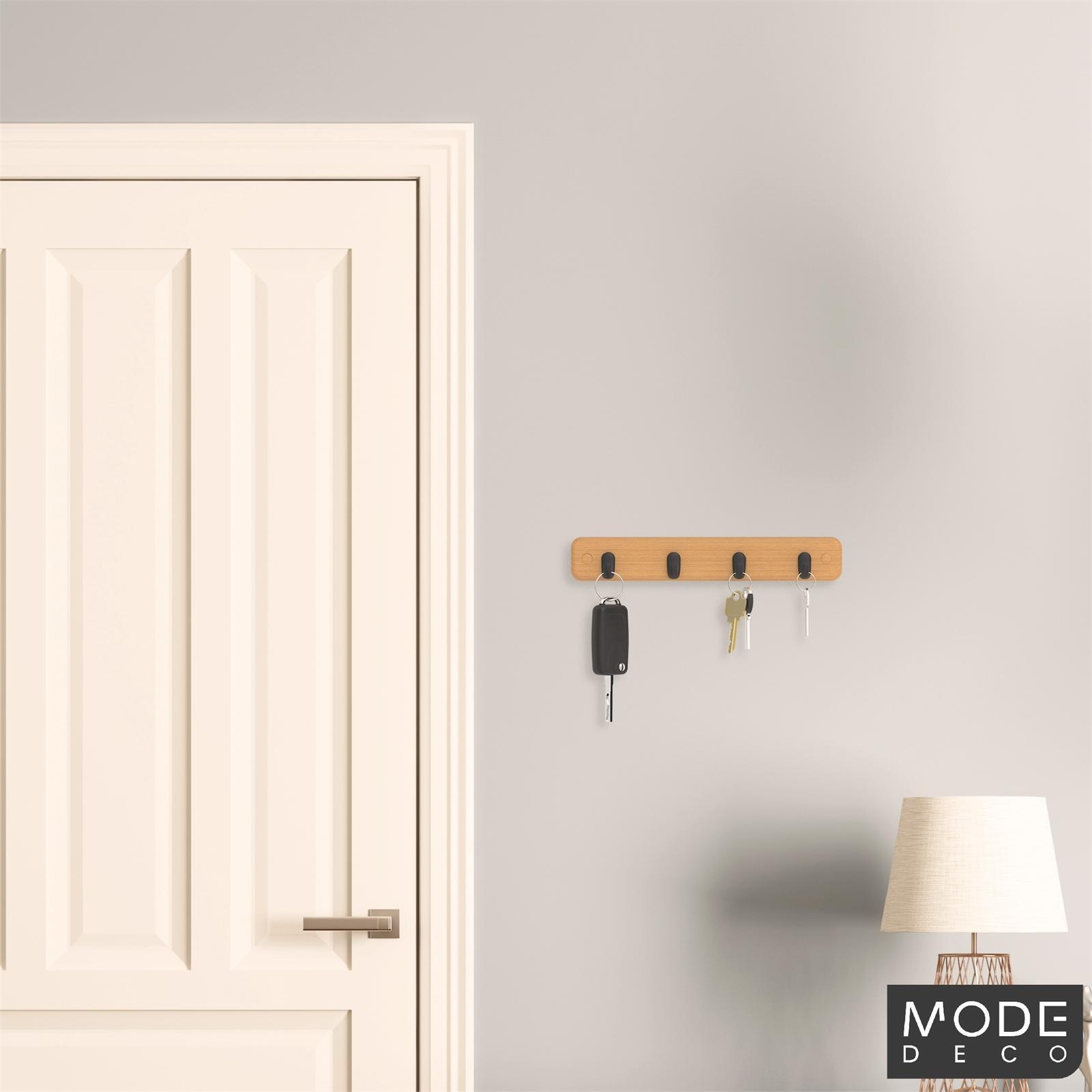 MODE 4 Black Hooks On Bamboo Board Key Rack 3 MODE 4 Black Hooks On Bamboo Board Key Rack