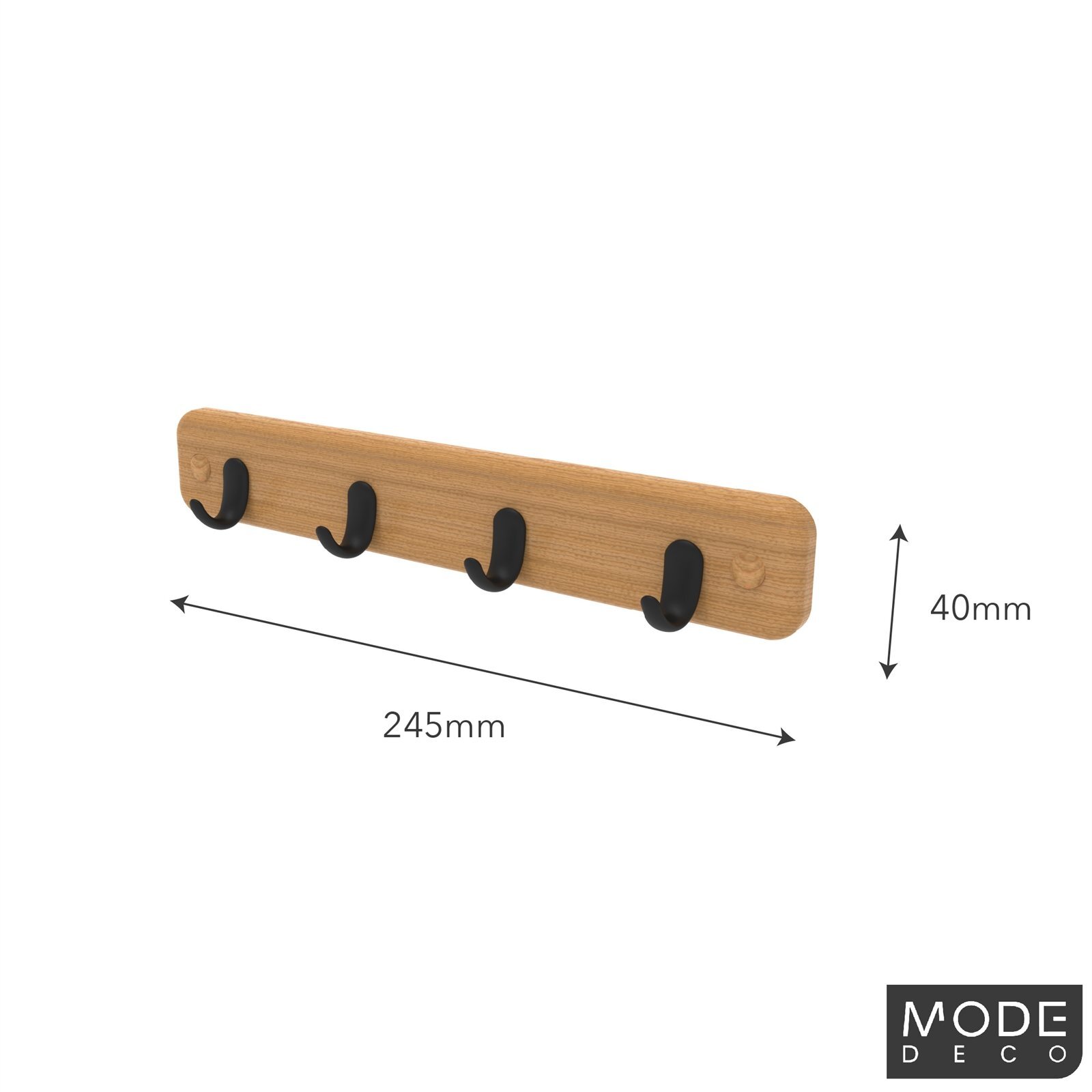 MODE 4 Black Hooks On Bamboo Board Key Rack 4 MODE 4 Black Hooks On Bamboo Board Key Rack