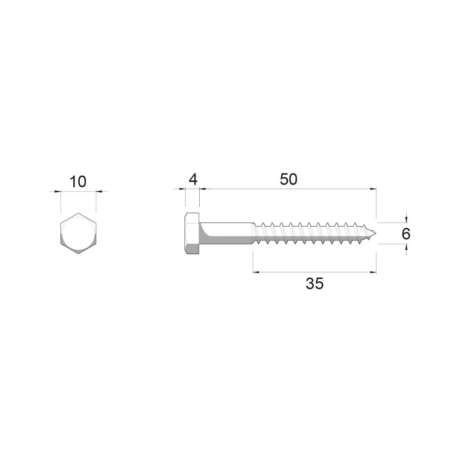 ZENITH M6 x 50mm Hot Dip Galvanised Hex Head Coach Screws - 25 Pack 5 ZENITH M6 x 50mm Hot Dip Galvanised Hex Head Coach Screws - 25 Pack