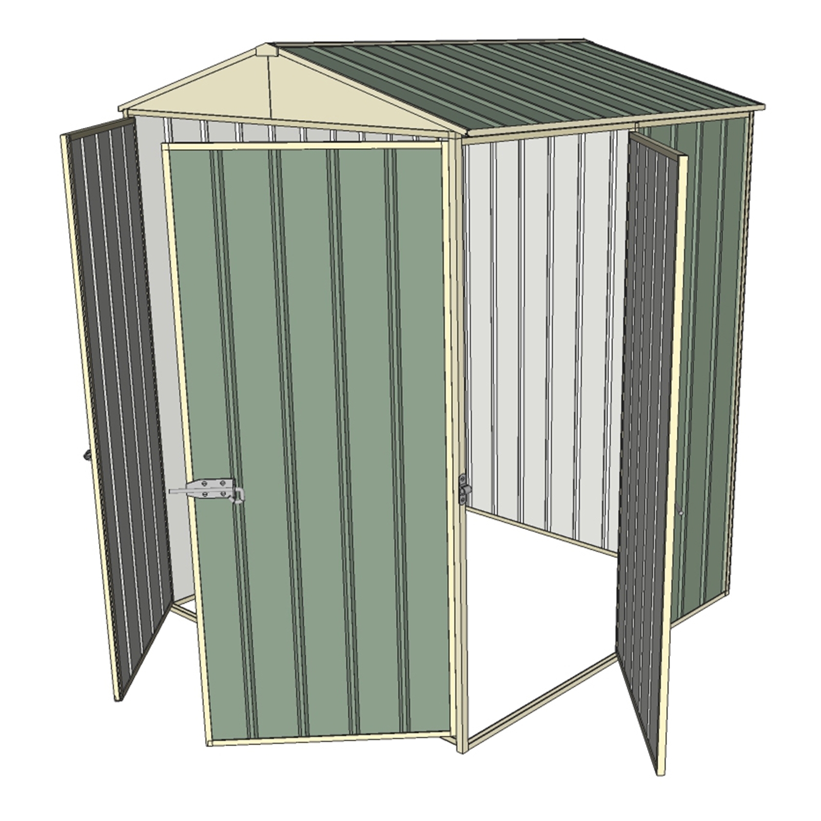 Build-a-Shed 1.5 x 1.5 x 2.3m Double Hinged Door Gable Shed with Single Hinged Side Door - Green