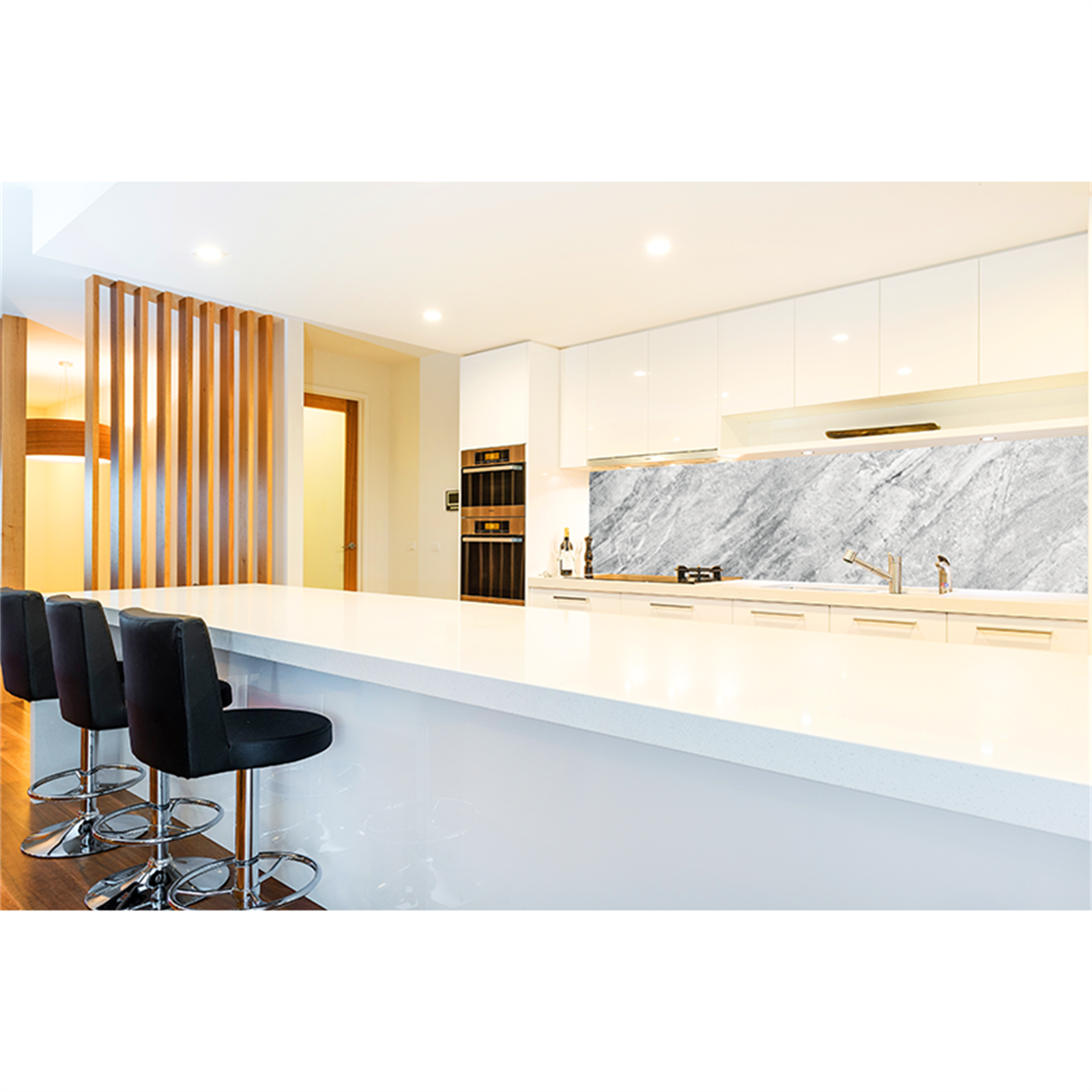 Bellessi 650 x 600 x 6mm Motiv Textured Glass Splashback - Grey Marble