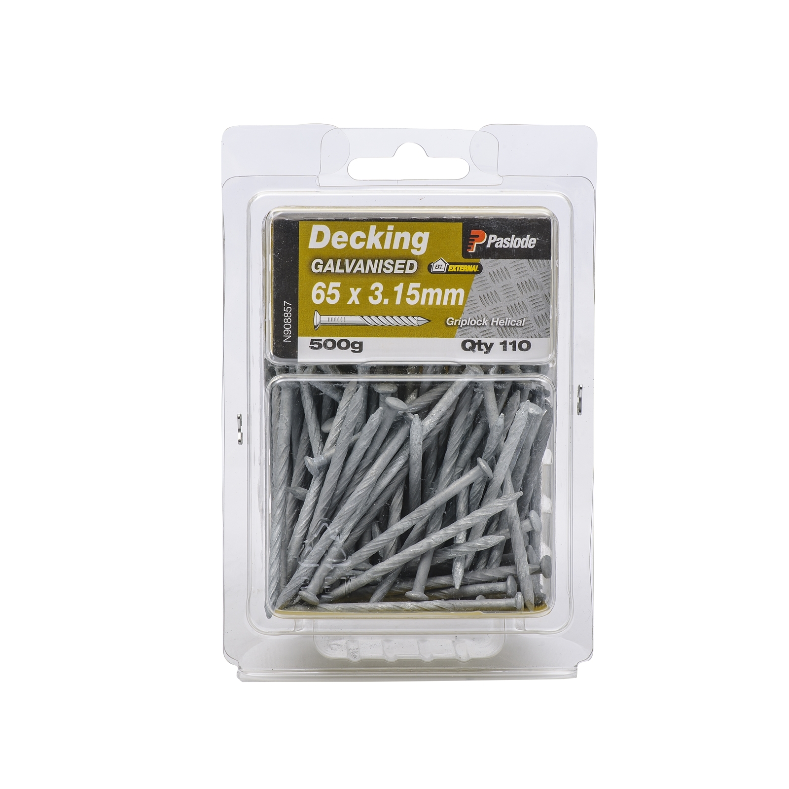 Paslode 65 x 3.15mm 500g Griplock Galvanised Nails - 110 Pack