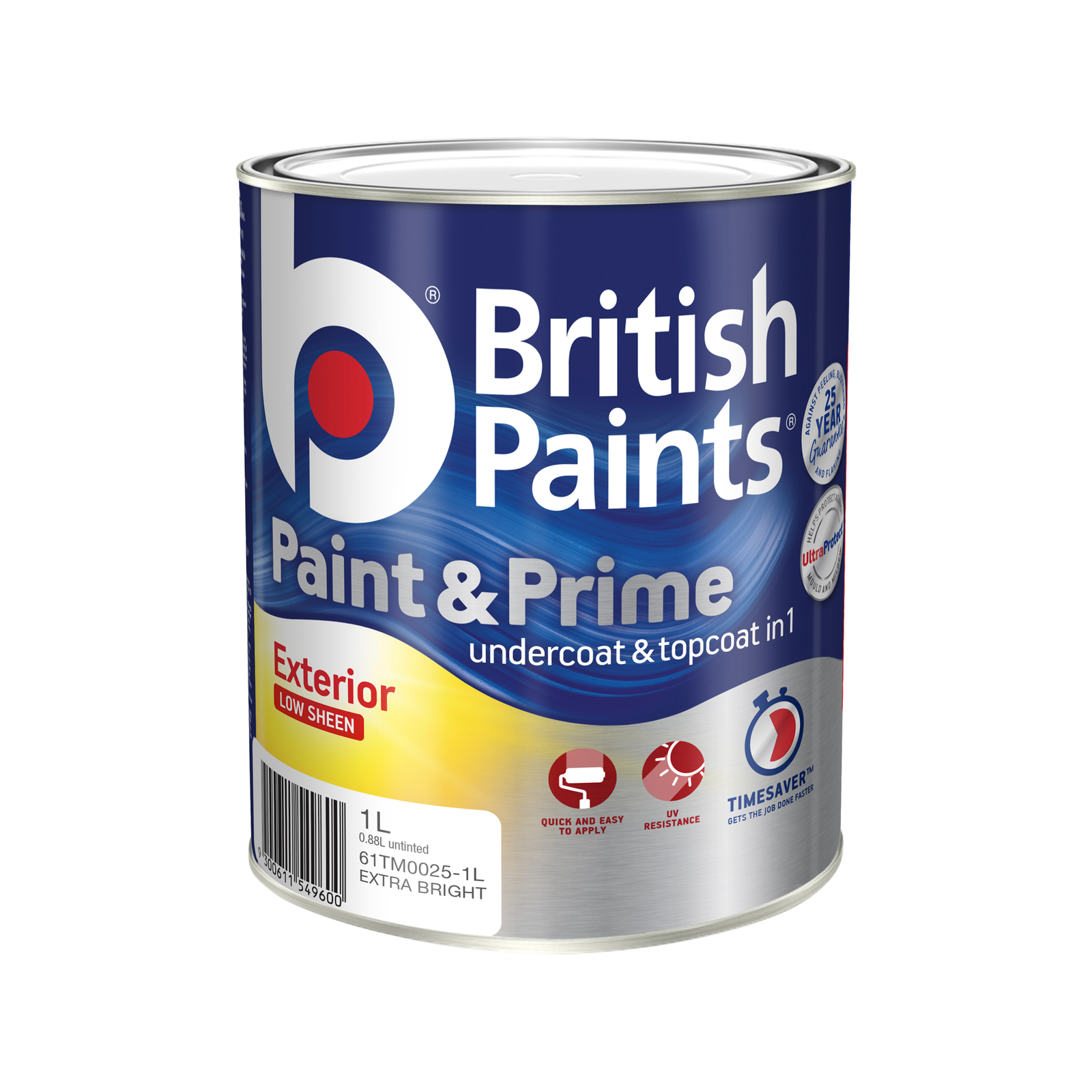 British Paints 1L Exterior Paint & Prime Low Sheen Extra Bright