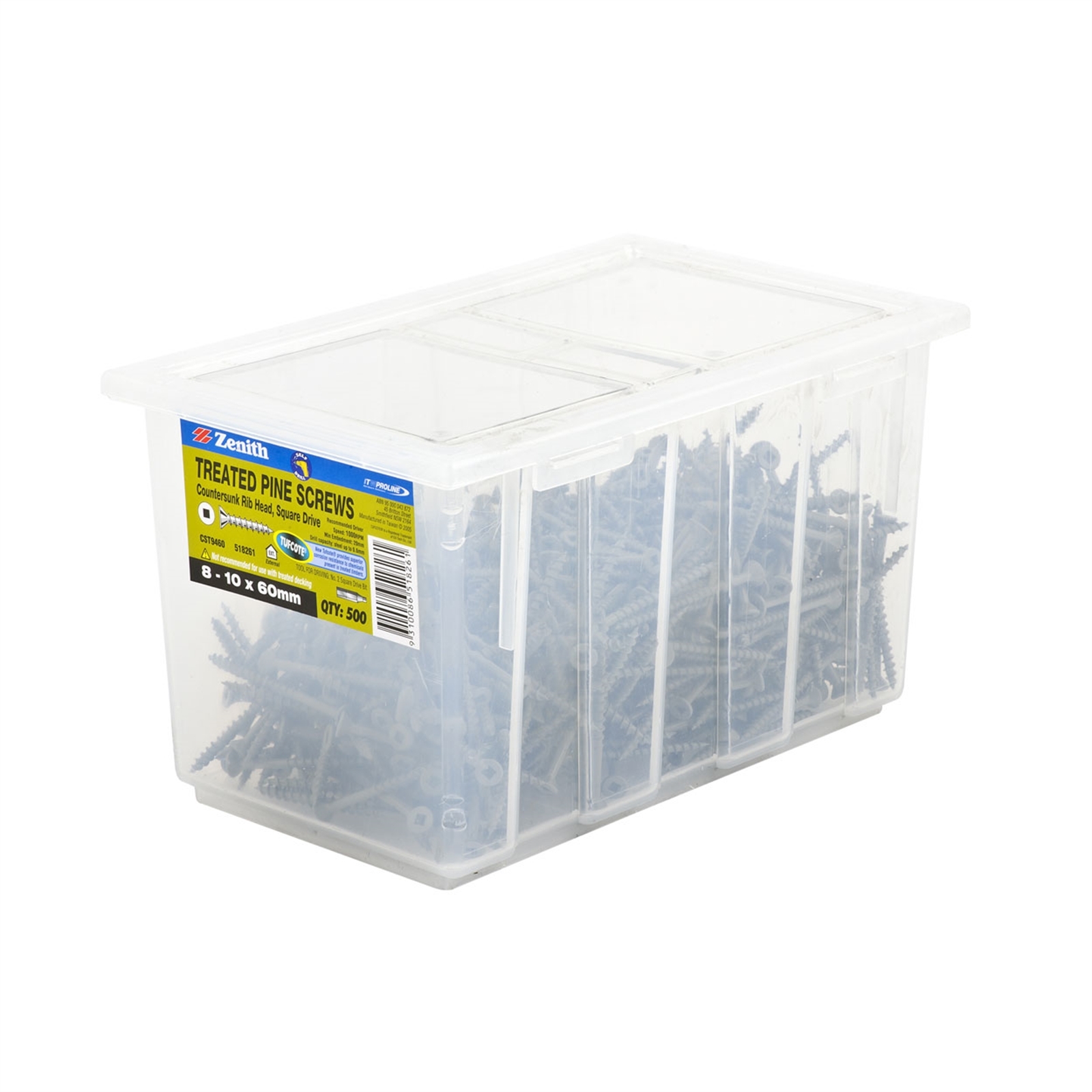 Zenith 8 - 10 x 60mm Tufcote Countersunk Rib Head Treated Pine Screws - 500 Pack