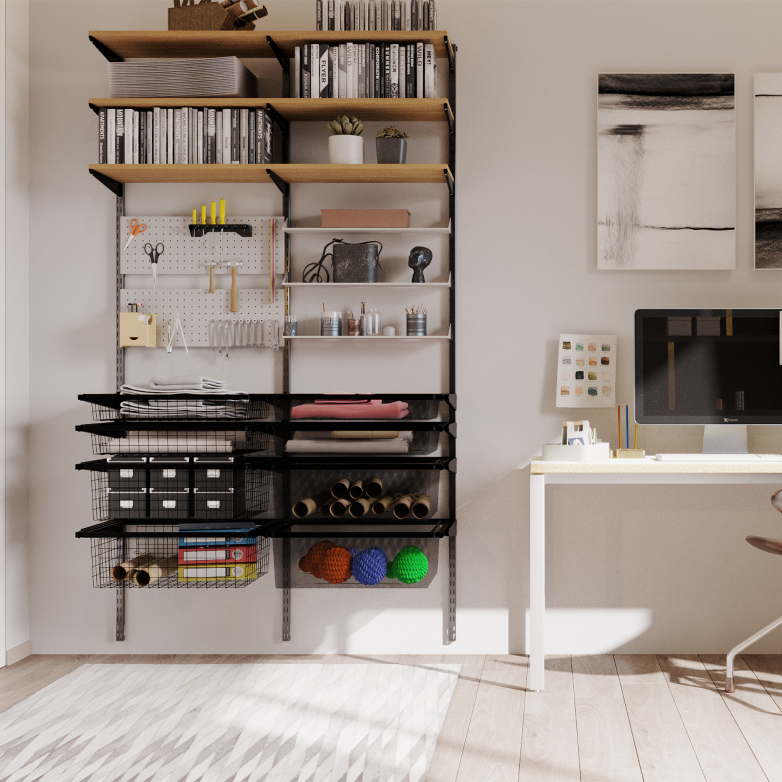 Flexi Storage Home Solutions Black Double Slot Sliding Basket Frame