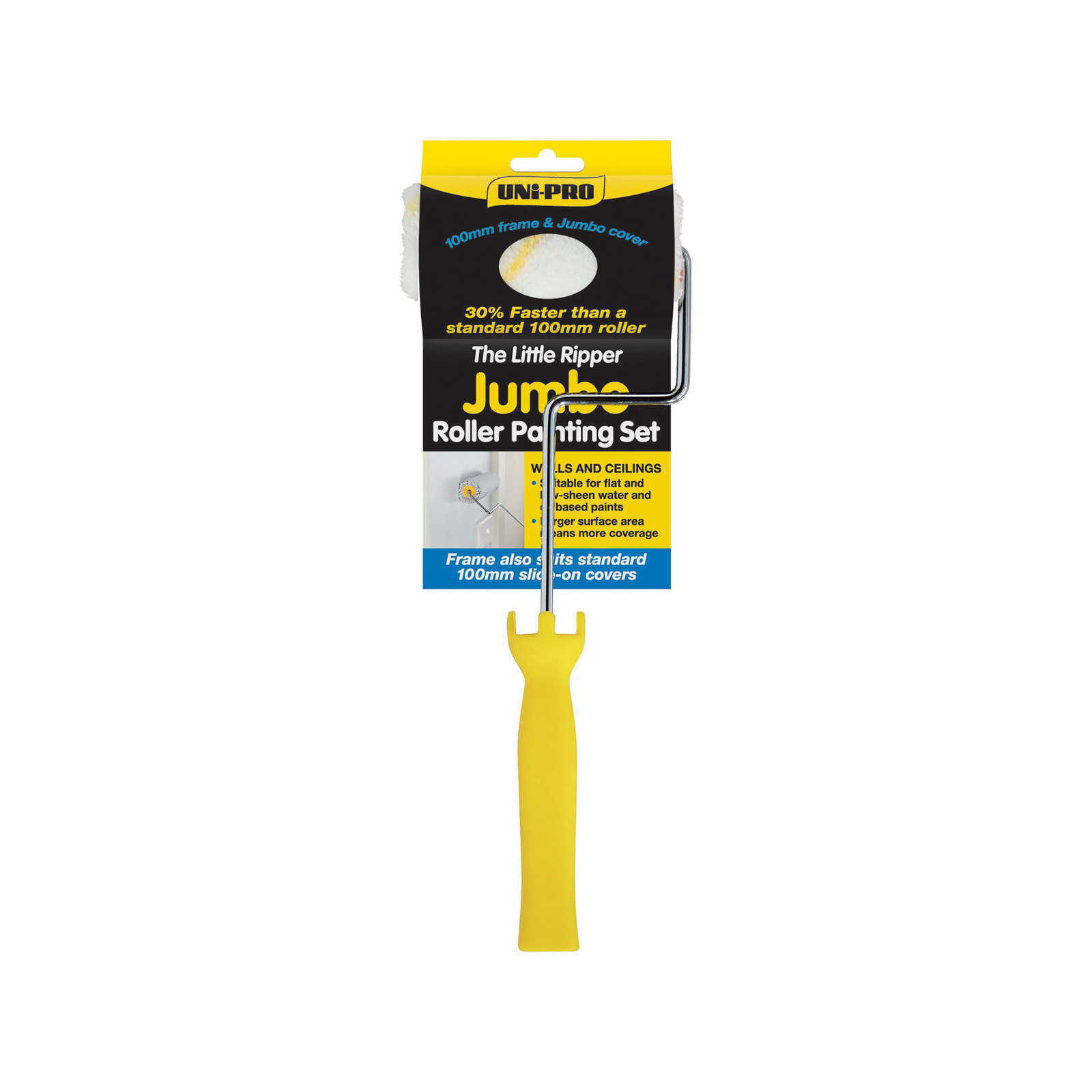 UNi-PRO 100mm Little Ripper Jumbo Fabric Roller Cover And Frame Set 10mm Nap