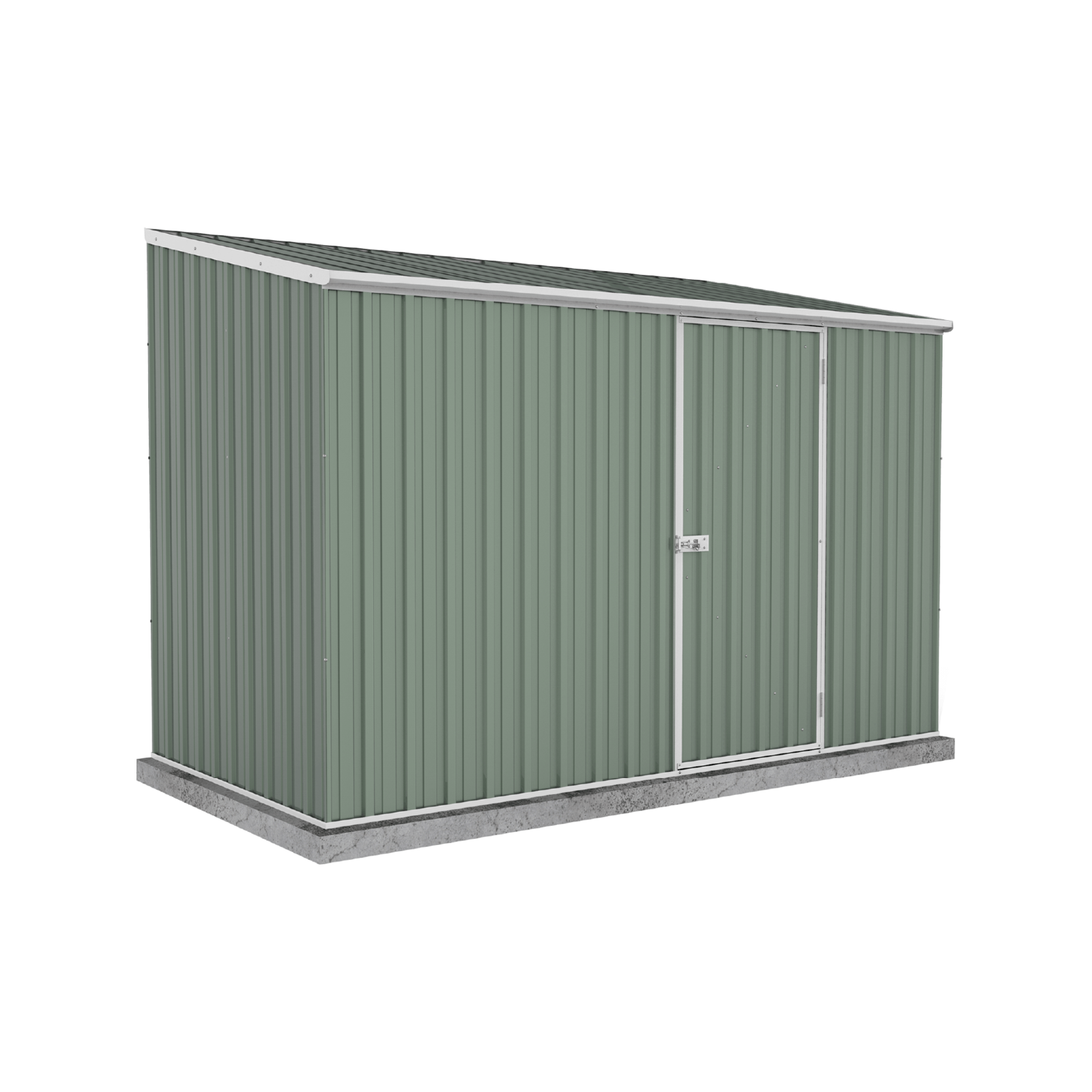 Absco Sheds 3.0 x 1.52 x 2.08m Pale Eucalypt Space Saver Single Door Garden Shed