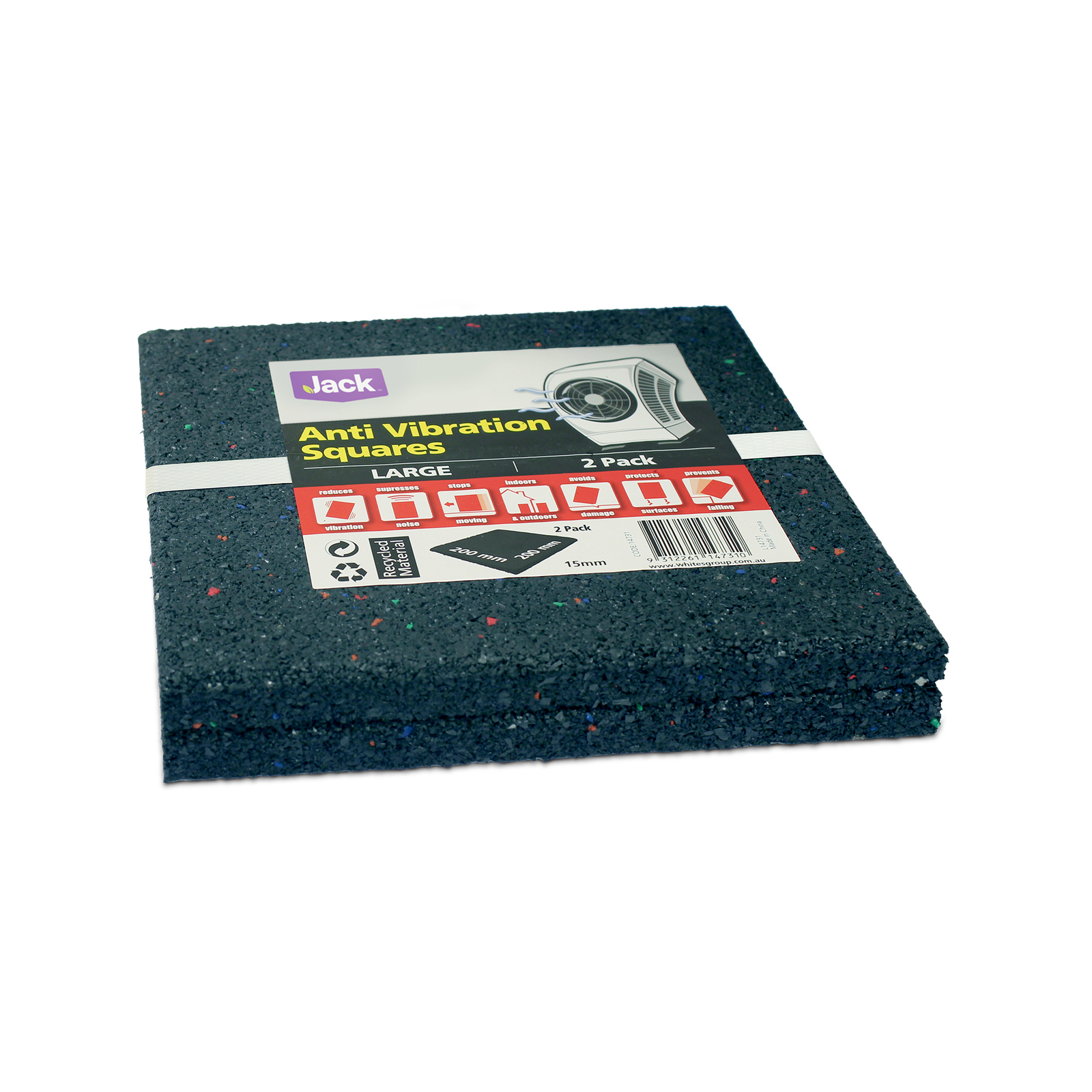 Jack 200 x 200 x 15mm Anti Vibration Square - 2 Pack