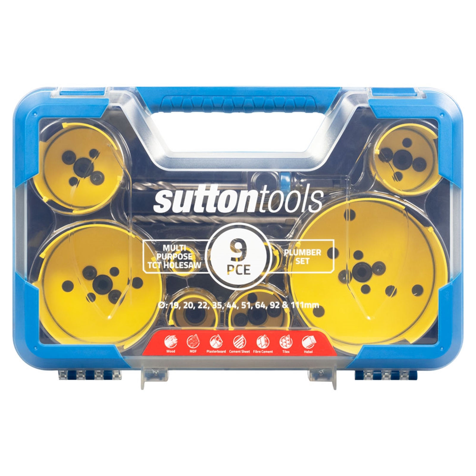 Sutton Tools 19-111mm 9 Piece Multi-Purpose Plumber Holesaw Set