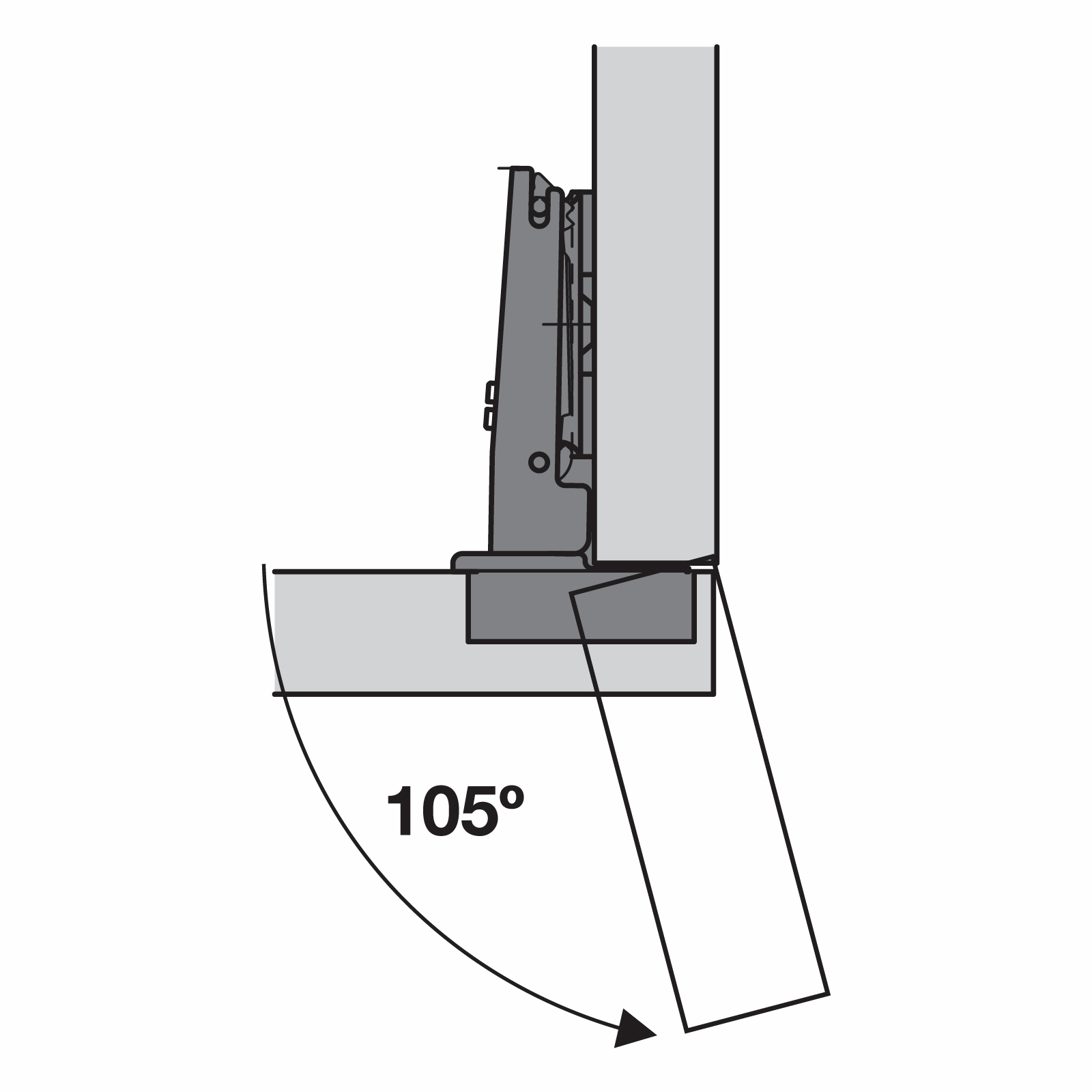 Hafele 105° Full Overlay Clip On Hinge - 1 Pair
