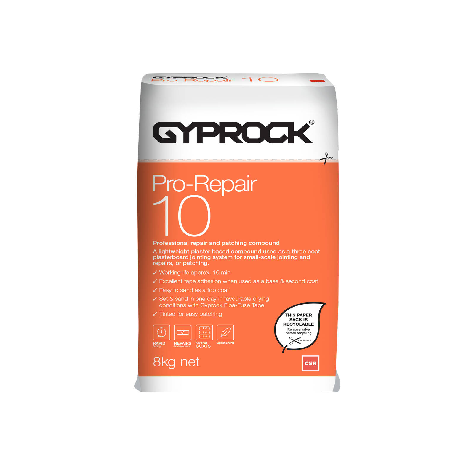 CSR Gyprock 8kg Pro-Repair 10 Patch And Repair