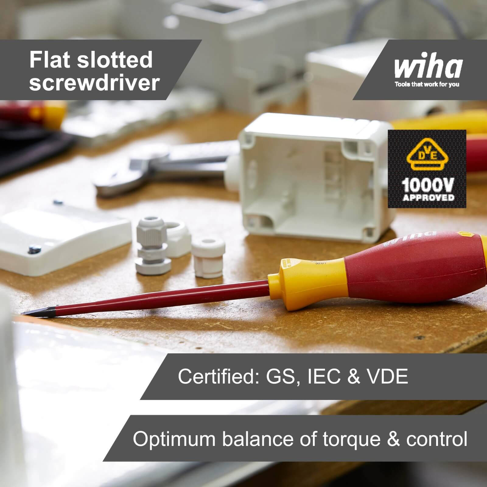 Wiha 5.5 x 125mm Insulated VDE 1000V Flat Screwdriver 3 Wiha 5.5 x 125mm Insulated VDE 1000V Flat Screwdriver