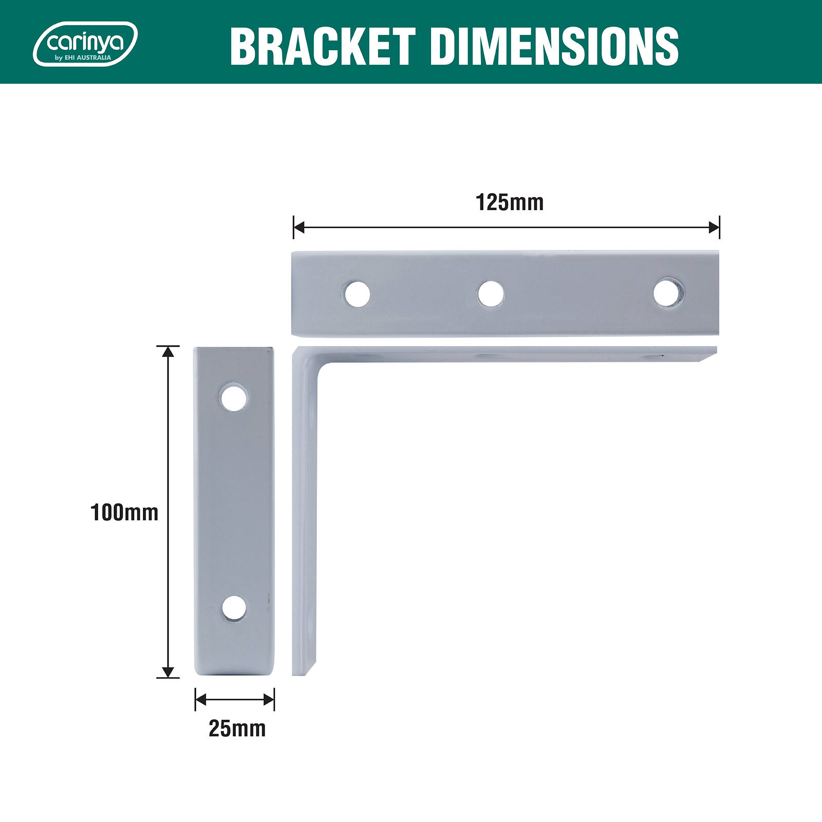 Carinya 100 x 125mm White Heavy Duty Angle Bracket 5 Carinya 100 x 125mm White Heavy Duty Angle Bracket