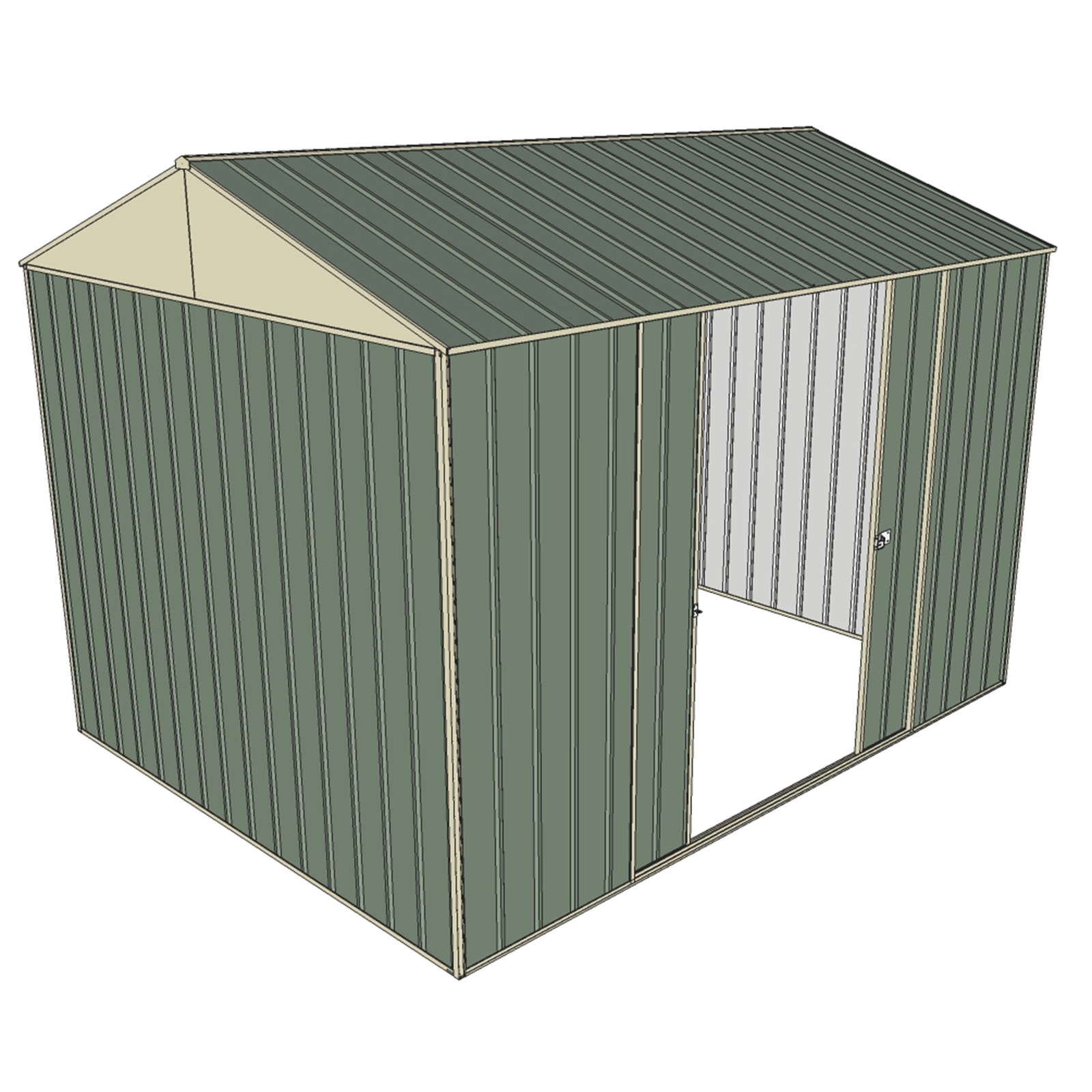 Build-a-Shed 2.3 x 3 x 2.3m Gable Double Sliding Side Door Shed - Green