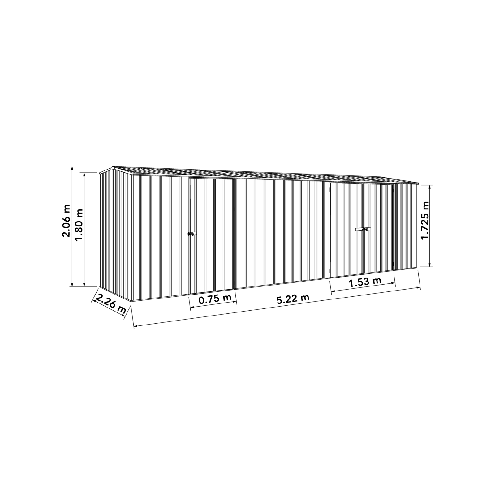 Absco Sheds 5.22 x 2.26 x 2.06m Cream Economy Three Door Garden Shed 3 Absco Sheds 5.22 x 2.26 x 2.06m Cream Economy Three Door Garden Shed